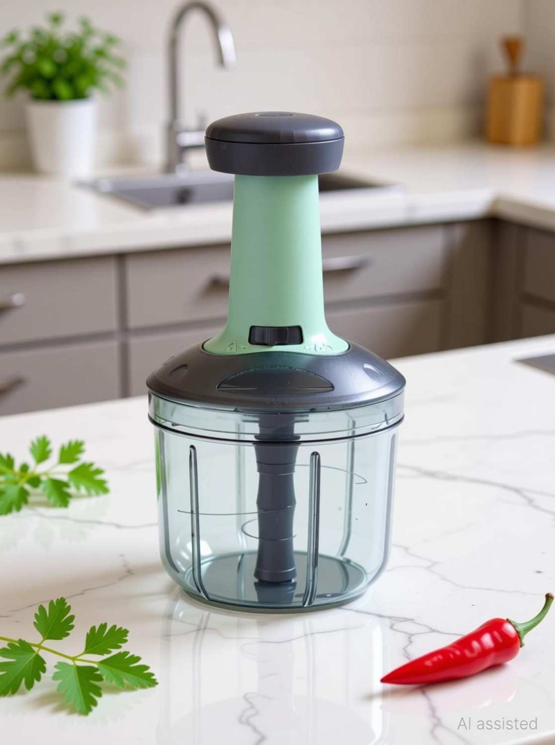Image of Housenest 1000 ML Push Vegetable Chopper With Powerful Blades For Vegetable & Fruit Vegetable & Fruit Chopper (1 chopper)