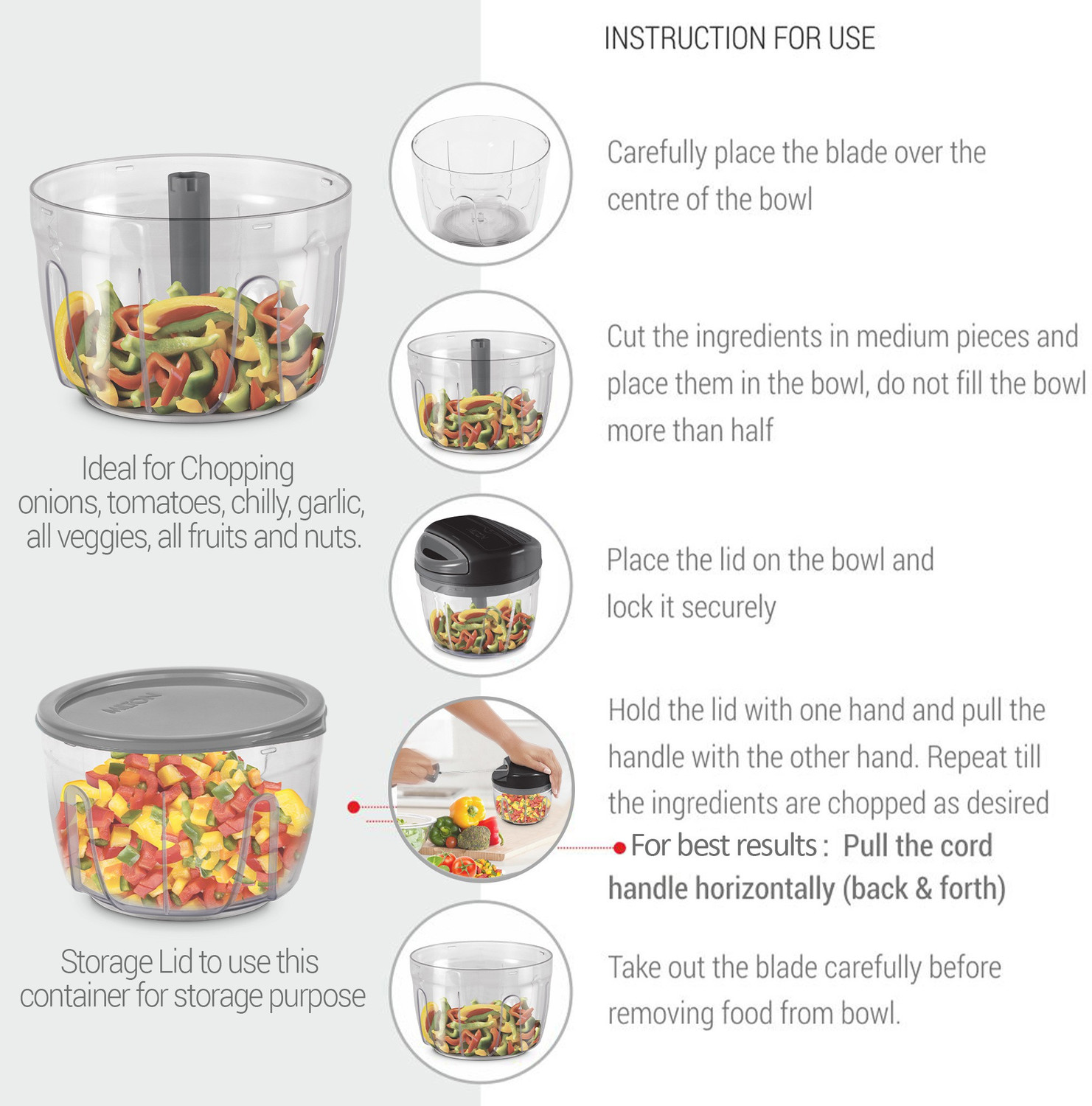 Image of MILTON Xpress Safe Chopper Big, 610 ml, Sky Blue Vegetable Chopper (1 - Xpress Safe Chopper Big (610 ml))