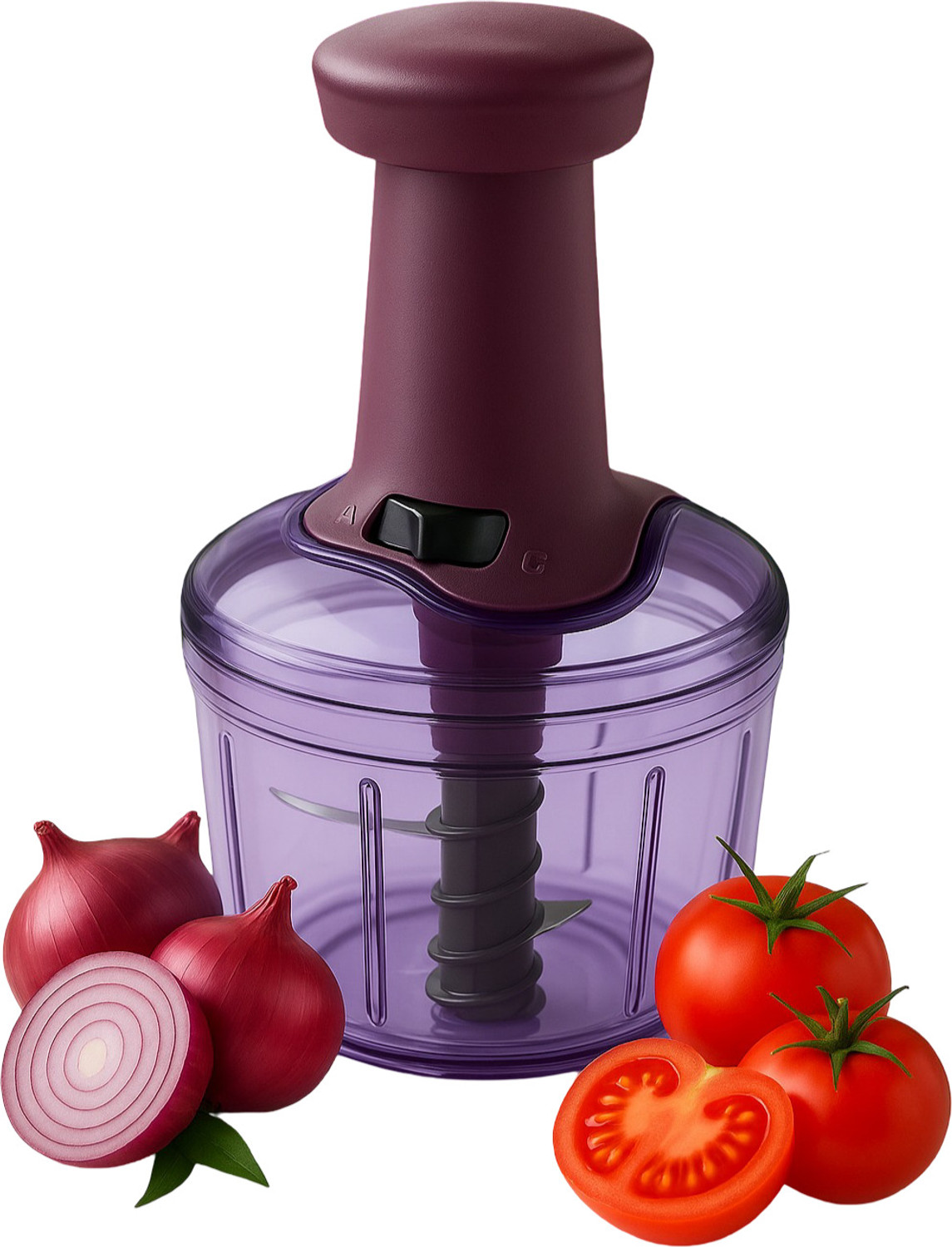 Image of Housenest 1000 ML Push Vegetable Chopper With Powerful Blades For Vegetable & Fruit Vegetable & Fruit Chopper (1 chopper)