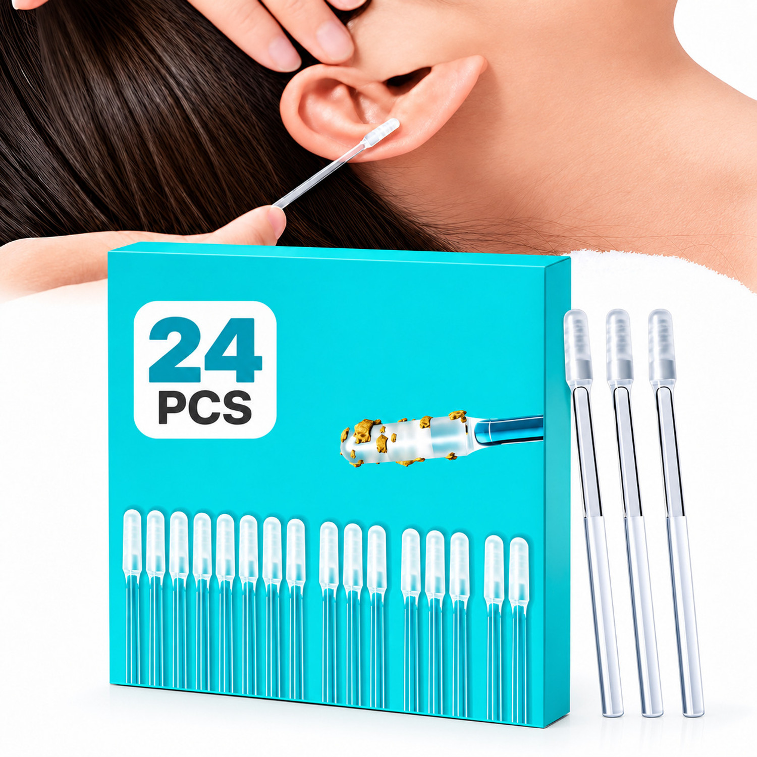 BBBIKINI 24 Pcs Ear Wax Removal Sticks - Image 1