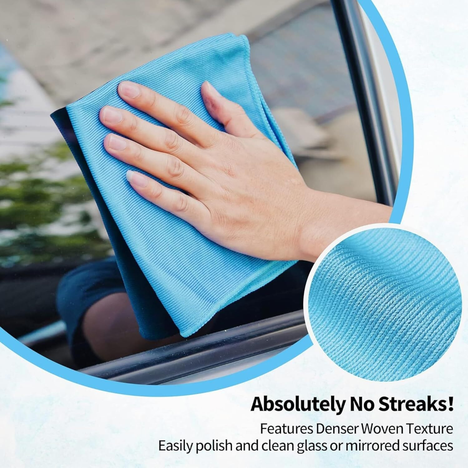 Image of F8WARES Glass Cleaning Cloth for Windows Mirrors- Microfiber Cloth - Glass Cleaner Cloth Wet and Dry Microfiber Cleaning Cloth (24 Units)