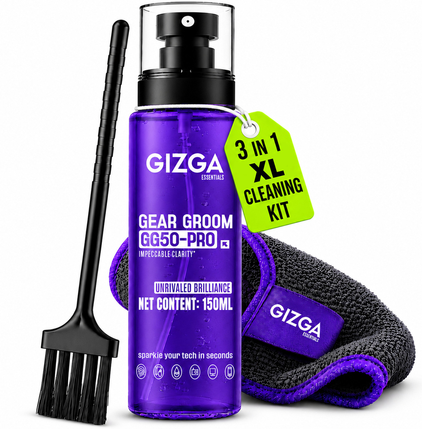 Image of Gizga Essentials 12 in 1 Screen Cleaning Kit With 150ml Spray, Air Blower, Lens Pen Tissues &More for Computers, Gaming, Laptops, Mobiles (GZ-COMBO-104+106)