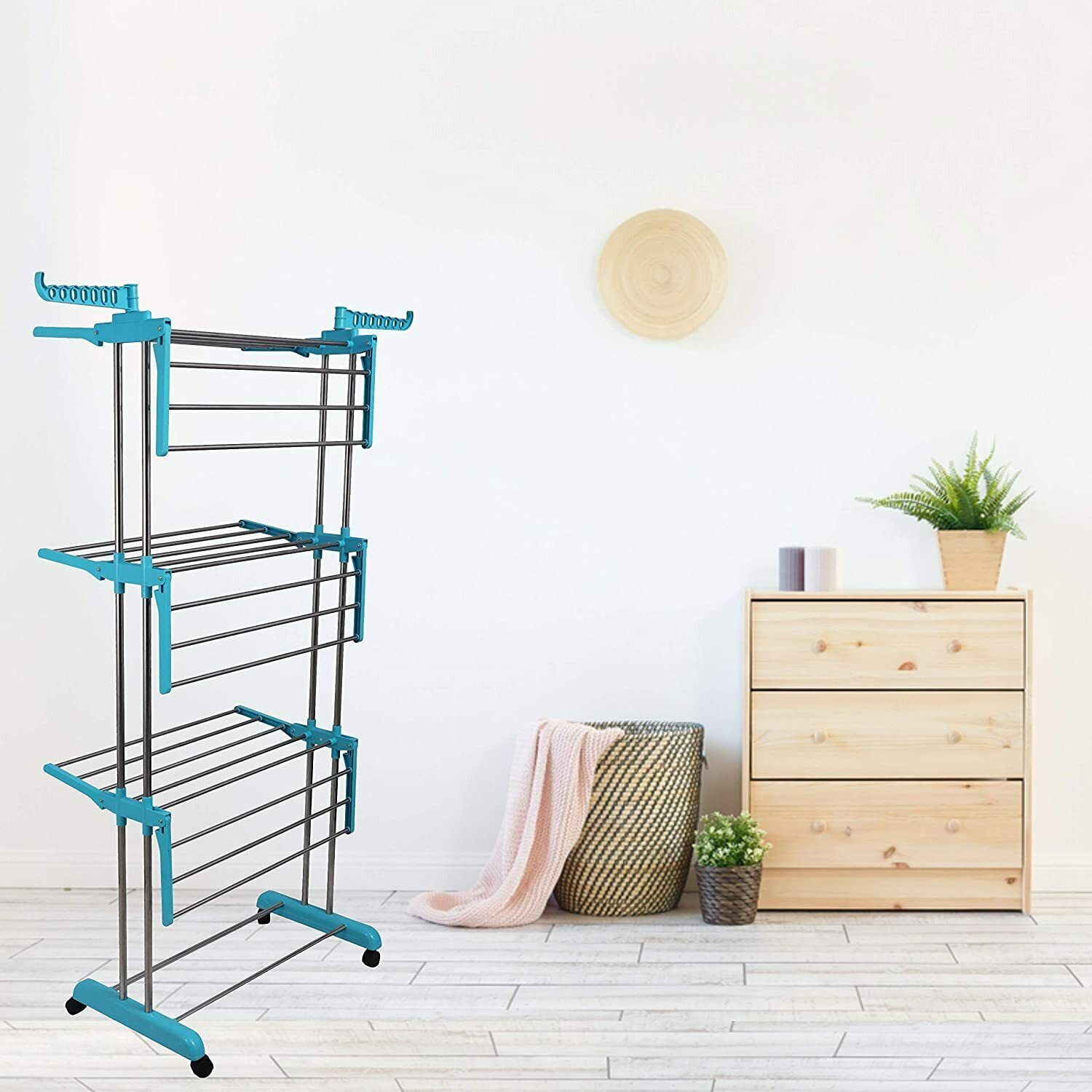 Image of FAVOUR Steel, Aluminium Floor Cloth Dryer Stand LUX-ZZ001 (3 Tier)