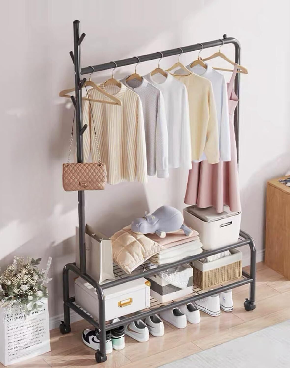 Image of right kitchen Steel Floor Cloth Dryer Stand SS STAINLESS STEEL CLOTH DRYING STAND Size 56x25x43 (4 Tier)