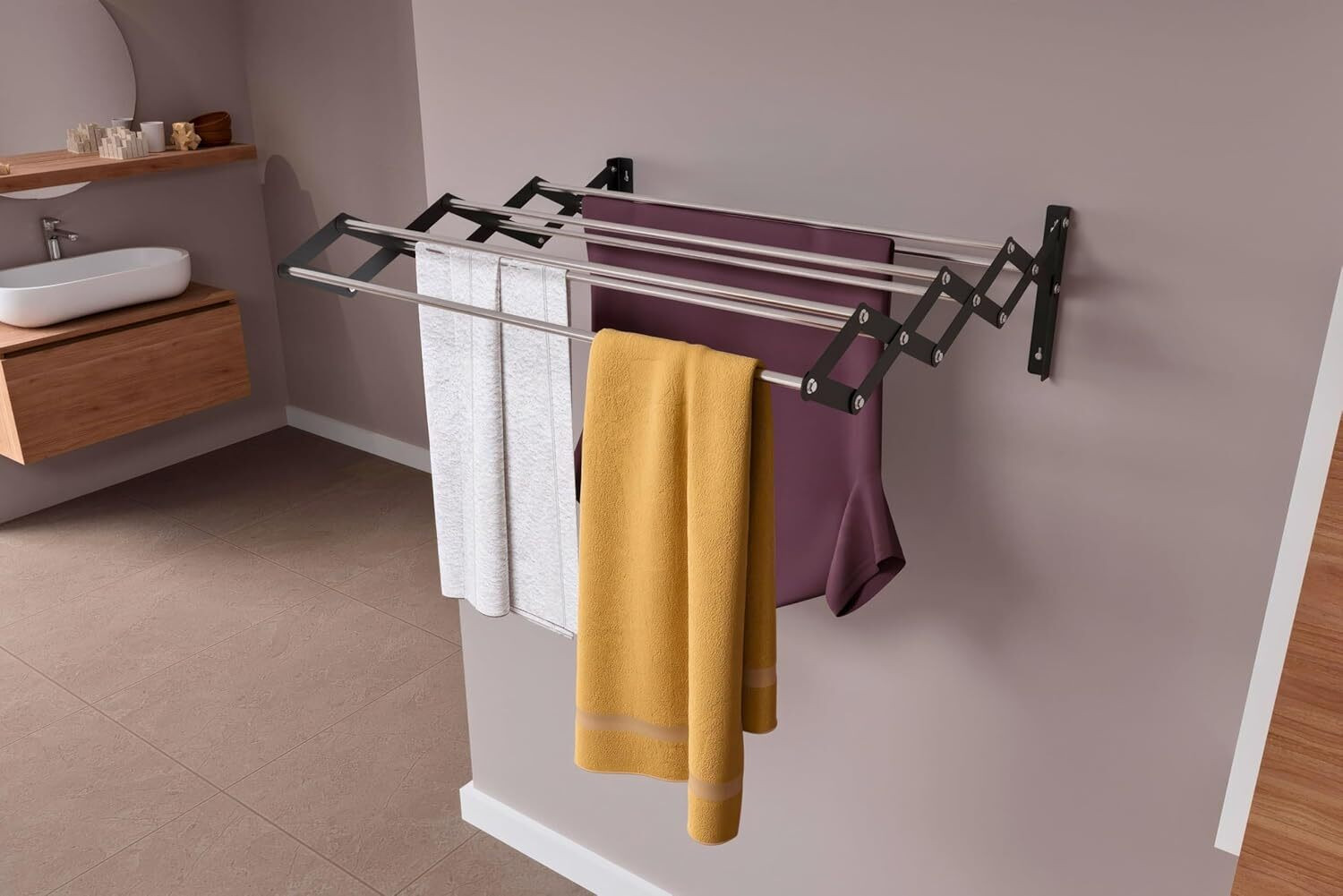 Image of FAVOUR Steel, Aluminium Floor Cloth Dryer Stand LUX-ZZ001 (3 Tier)