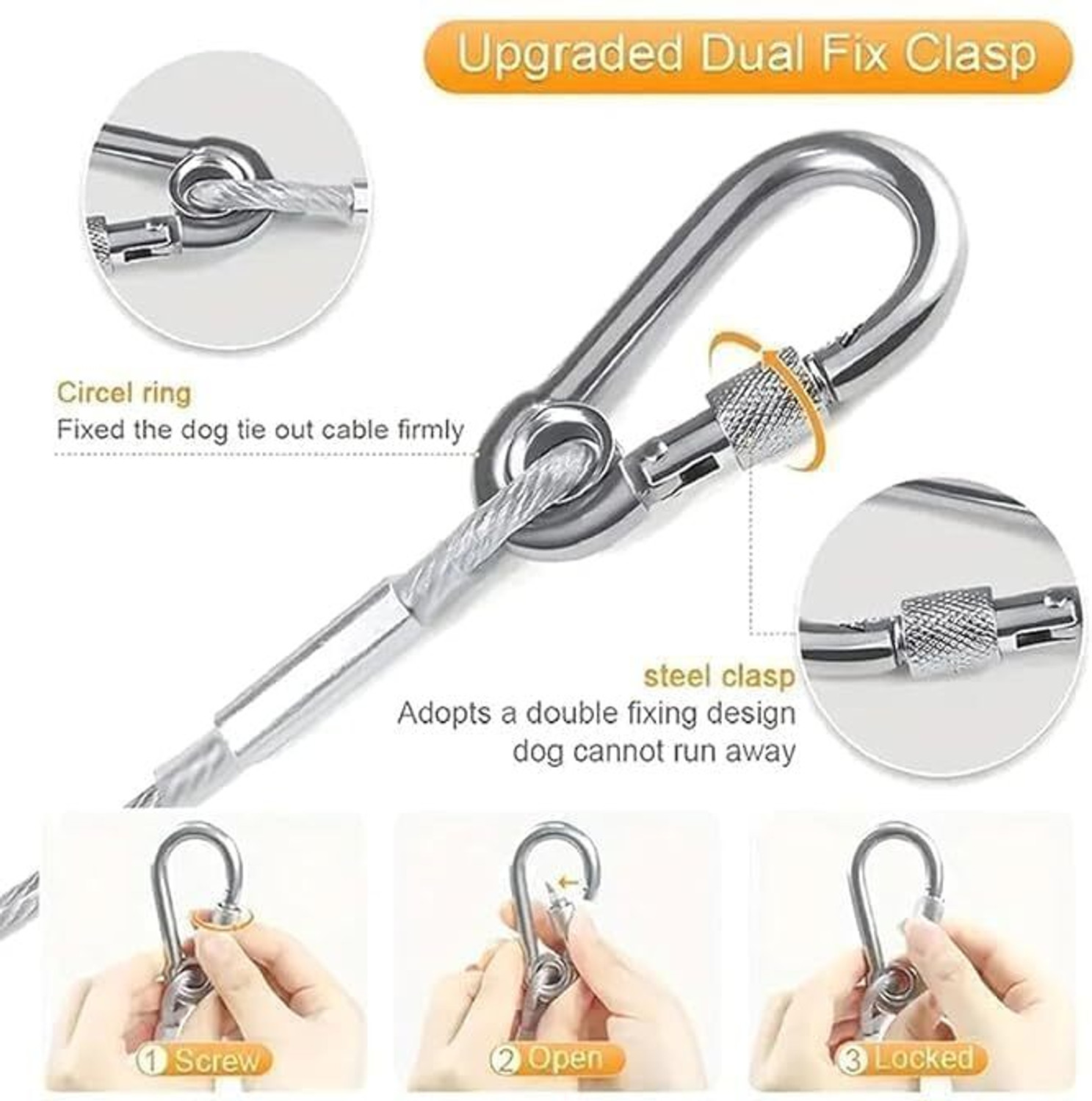 Image of Thavix Heavy Duty Stainless Steel Clothesline with Hooks 5 m Silver (Length: 5 m) Climbing Hold