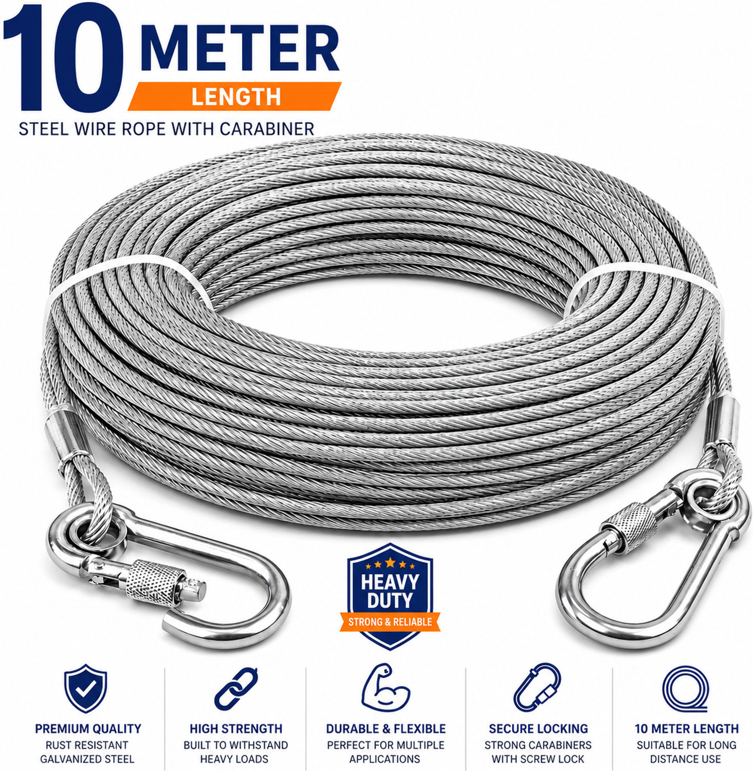 JILOX Steel Cloth Drying Rope 10-Meter - Image 1