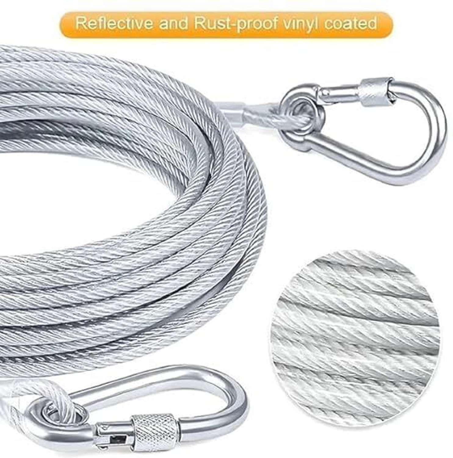 Image of Thavix Heavy Duty Stainless Steel Clothesline with Hooks 5 m Silver (Length: 5 m) Climbing Hold