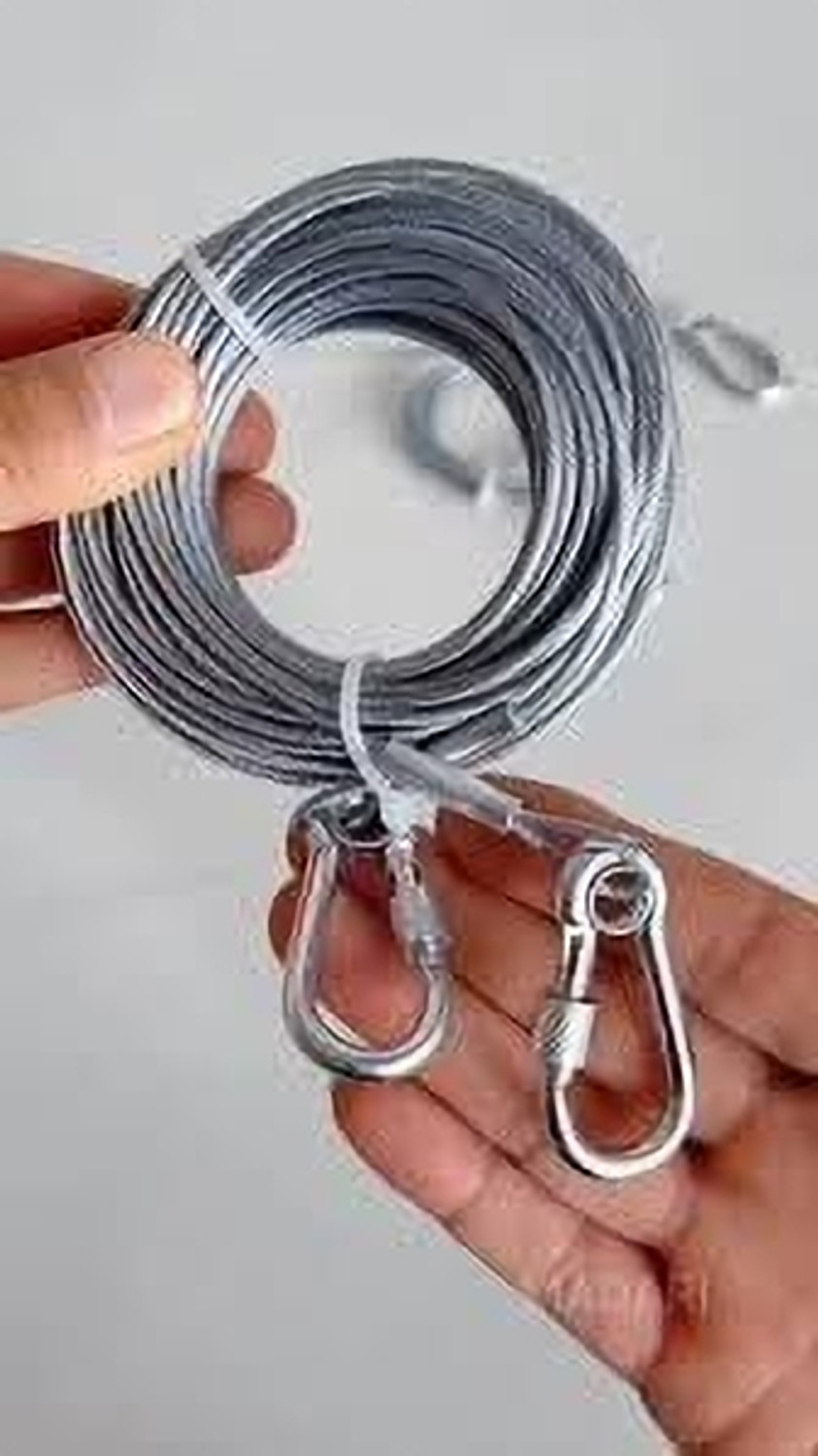Image of Thavix Heavy Duty Stainless Steel Clothesline with Hooks 5 m Silver (Length: 5 m) Climbing Hold