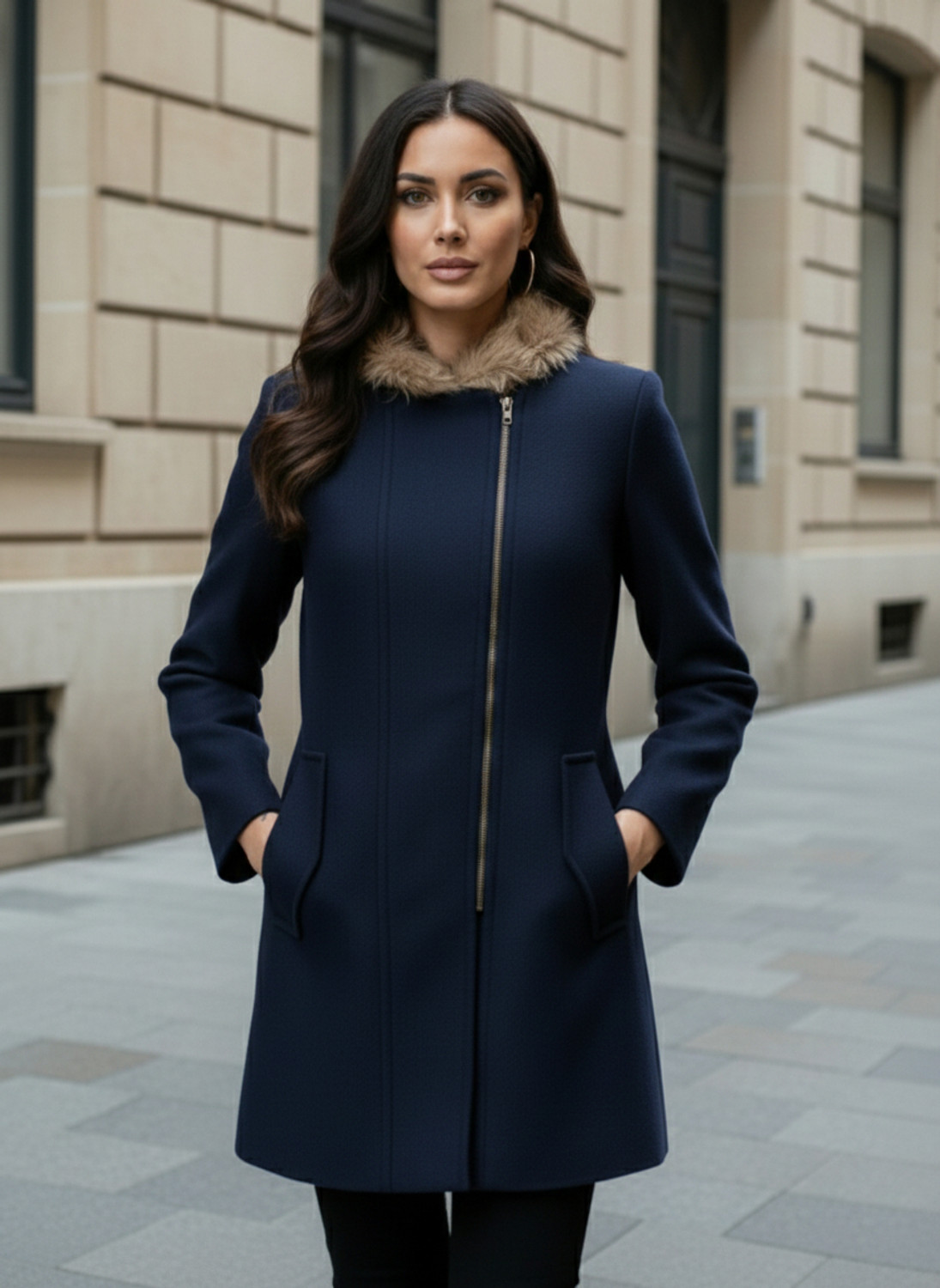 Image of ATHENA Wool Solid Coat For Women