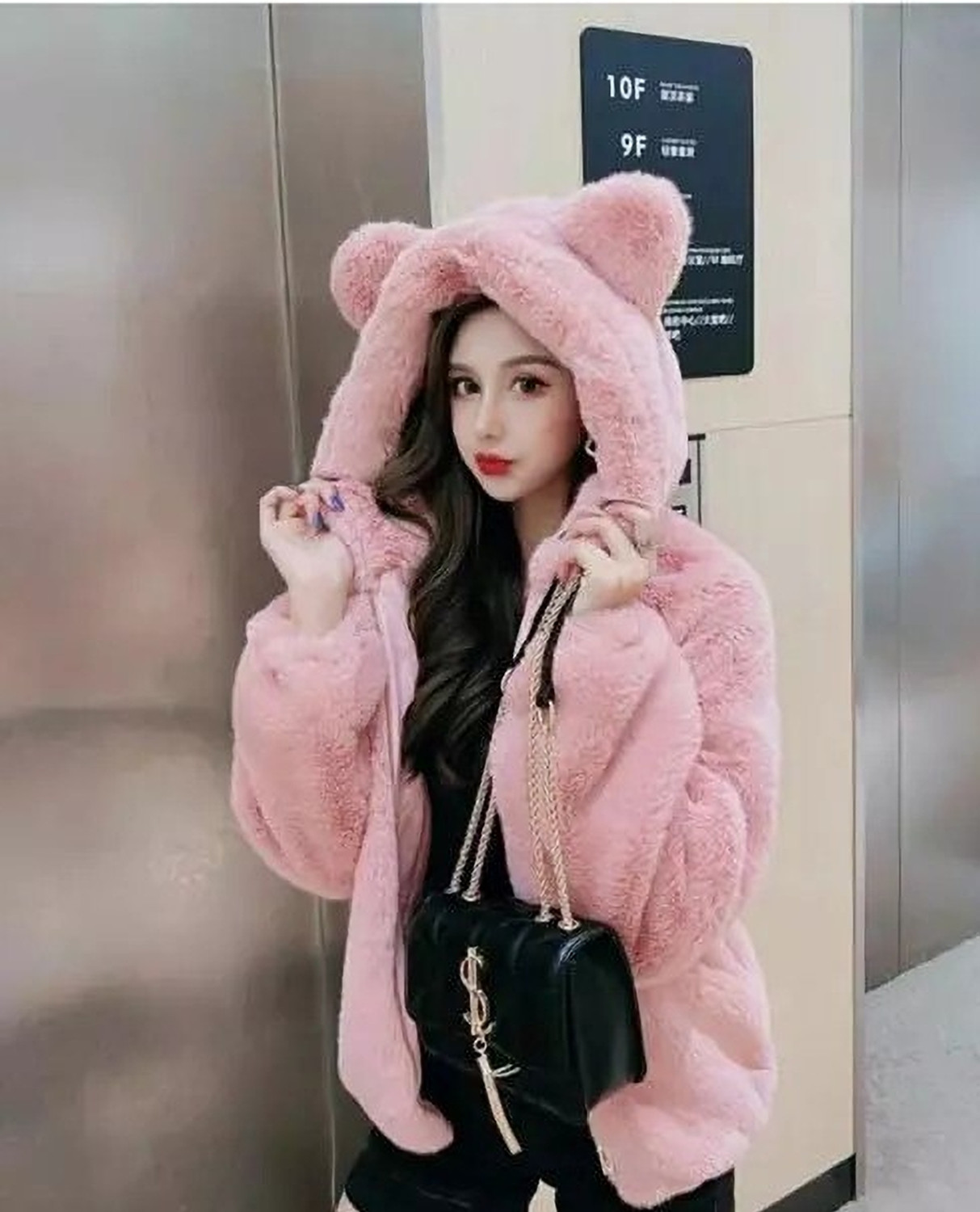 Image of DelQueen Fur Solid Coat For Women