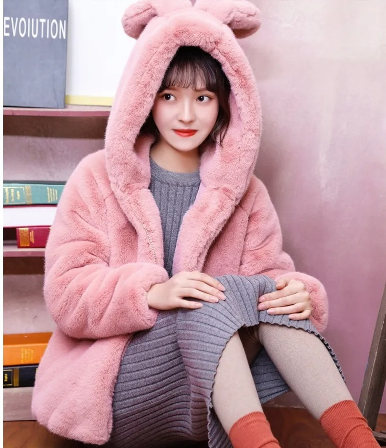 Image of DelQueen Fur Solid Coat For Women