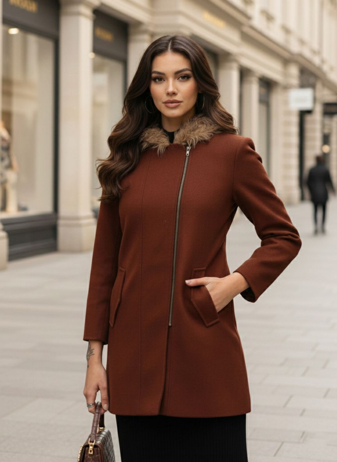 Image of ATHENA Wool Solid Coat For Women