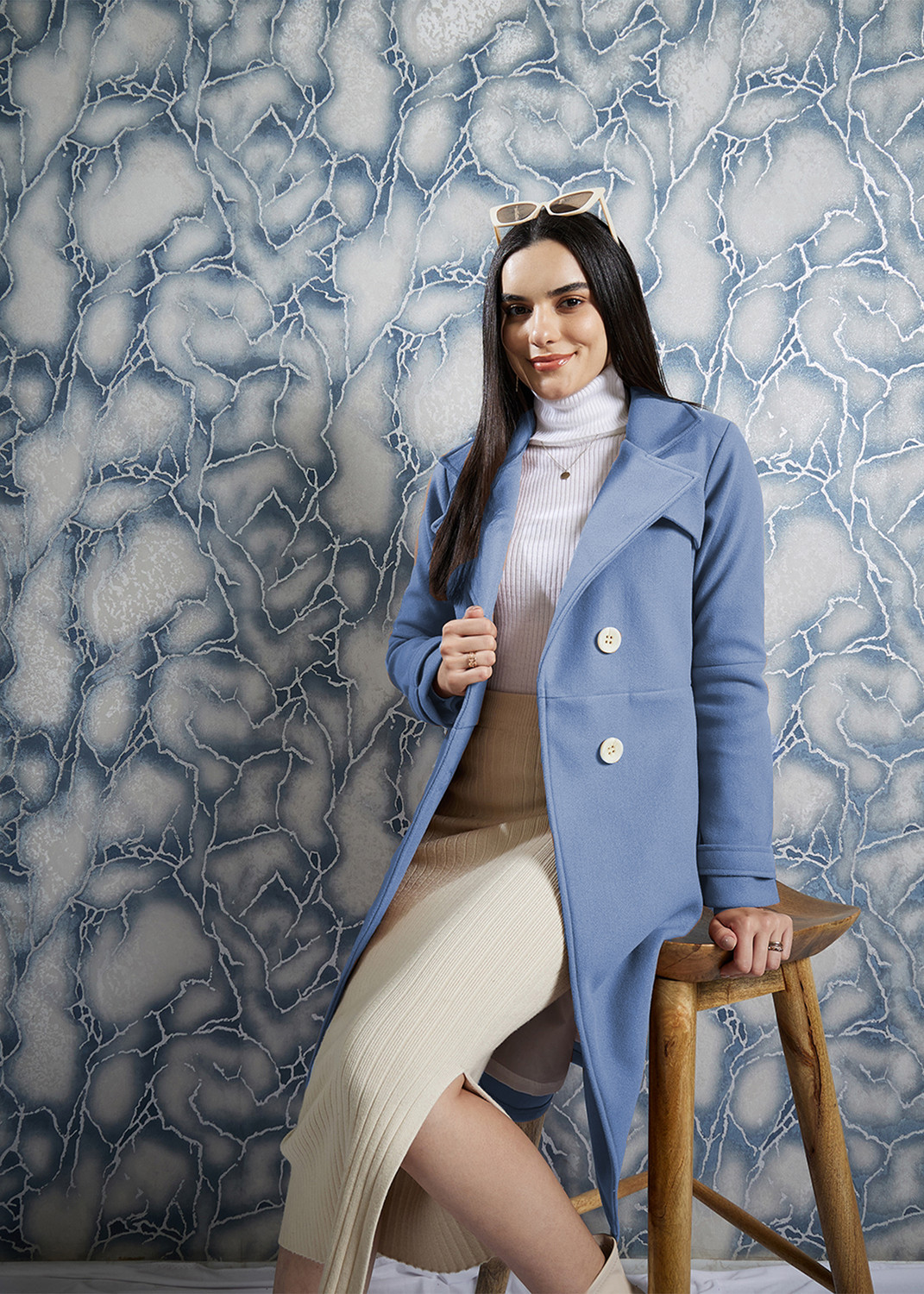 Image of ATHENA Wool Solid Coat For Women