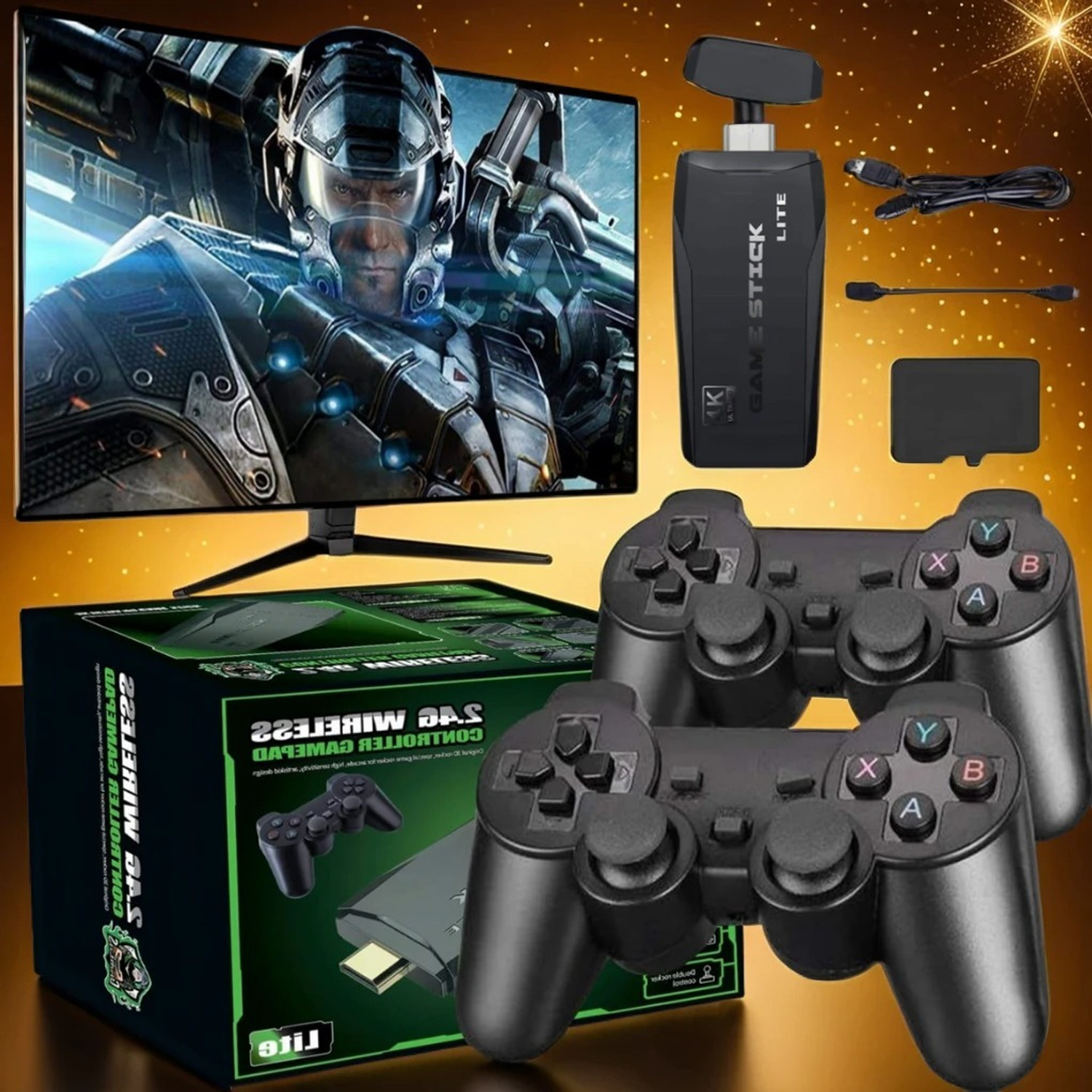 Image of Ax02 Game Stick 4K wireless Console Built-in 15k+ Classic Games HDMI Dual Player 25th Anniversary Edition (Code in the Box - for Switch)