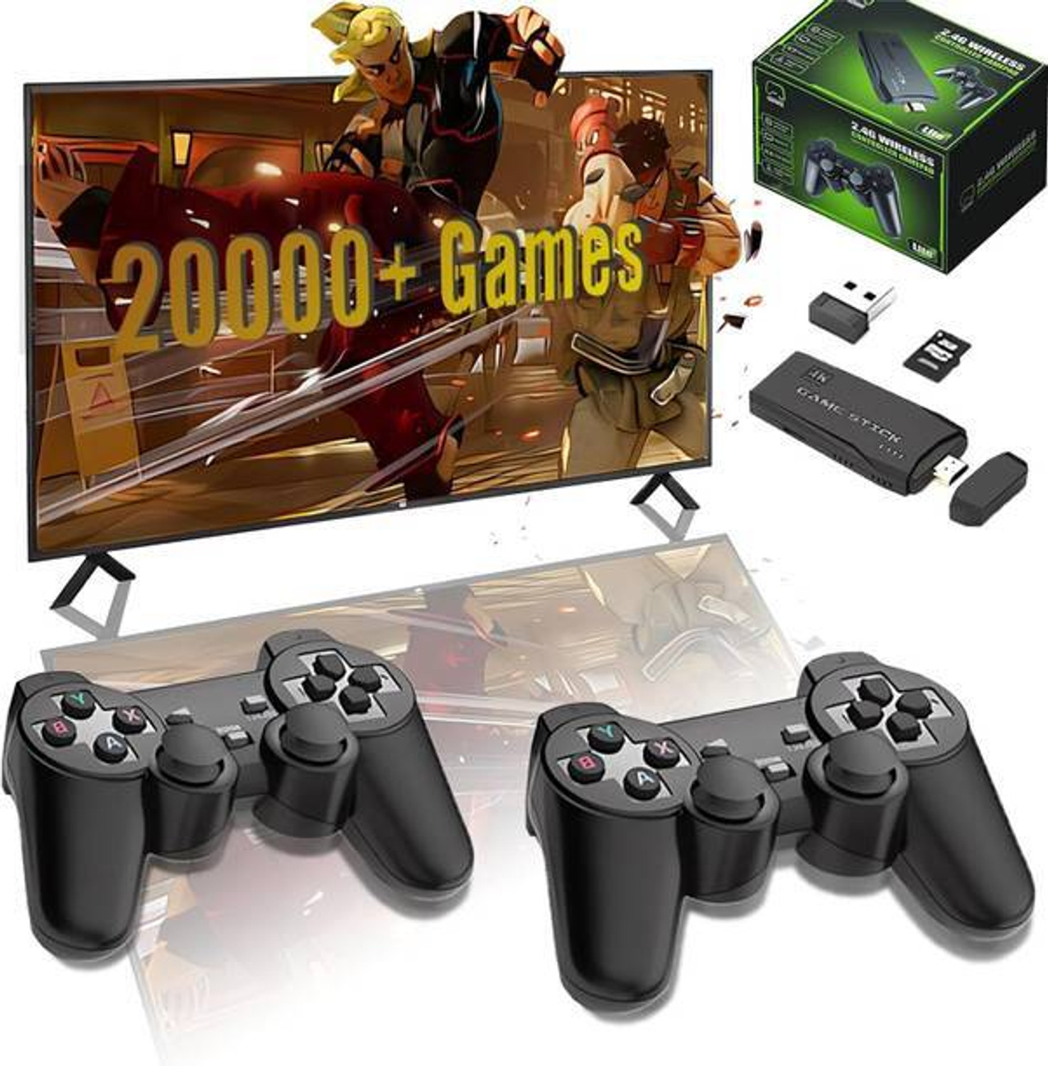 Image of Ax02 Game Stick 4K wireless Console Built-in 15k+ Classic Games HDMI Dual Player 25th Anniversary Edition (Code in the Box - for Switch)