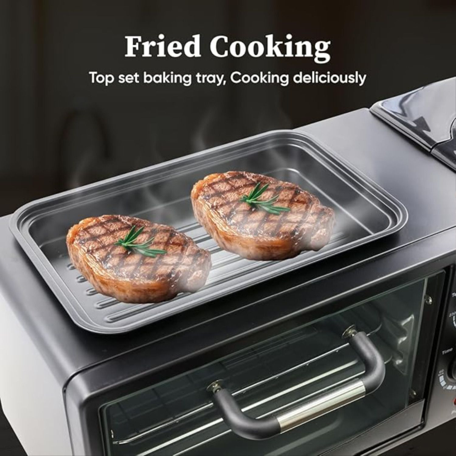 Image of Ubon 3 in 1 Breakfast Maker With Oven Toaster Griller, Coffee Maker, Frying Pan. 4 Cups Coffee Maker (Black)