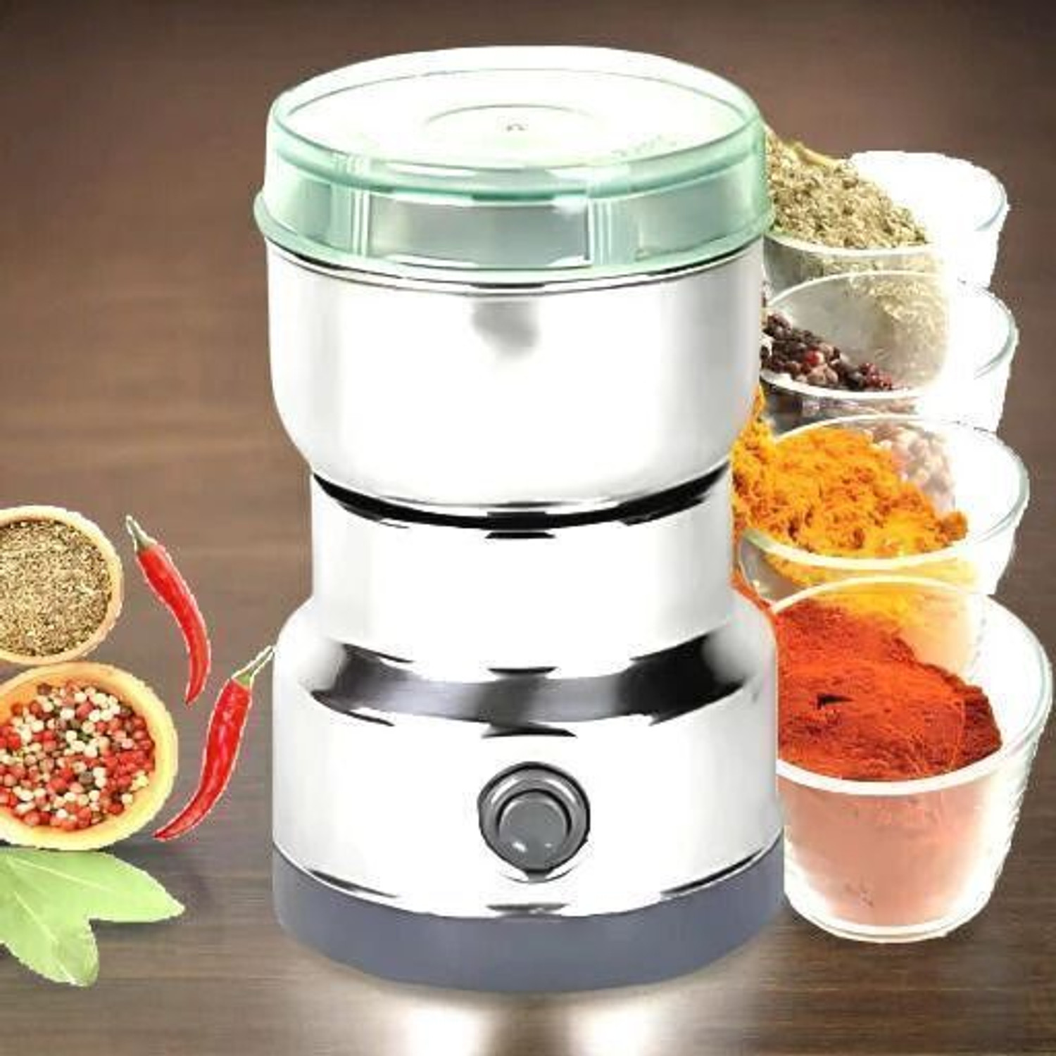 Image of Elvara creations Mini Mixer Grinder 800 W Juicer Mixer Grinder (Mini Spice, Dry Masala Grinder | 1 Jar | Silver)