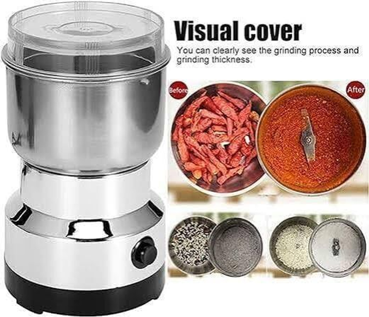 Image of DAKSHWAY Mini Mixer Grinder 600 W Juicer Mixer Grinder (Mixer& Grinder Mini Mixer and Grinder Stainless Steel Spice Grinder Japan Smart | 1 Jar | Silver)