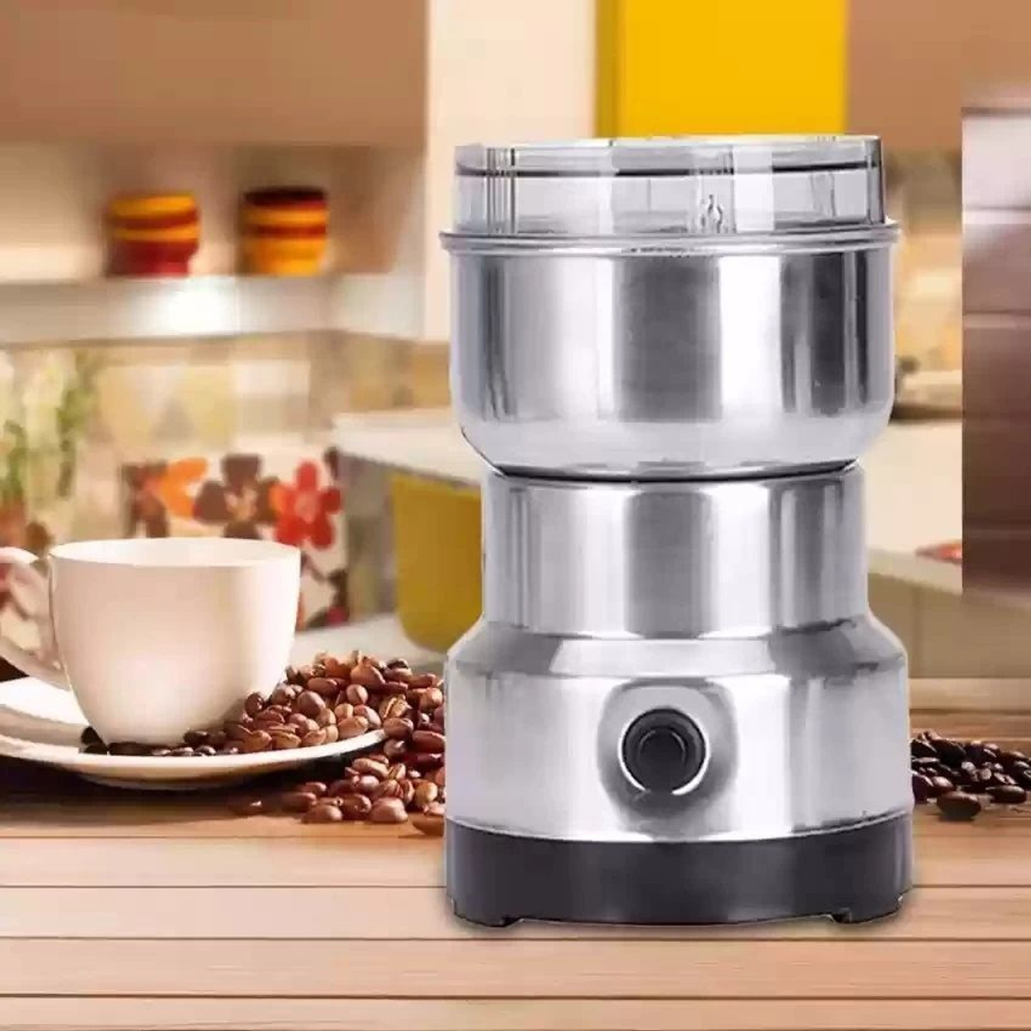 Image of Manasa weight Compact Kitchen design Electric Household Grinde 260 W Juicer Mixer Grinder (Mini Electric Grinder Stainless Steel Bowl & Metal Blade | 1 Jar | Silver, Black)