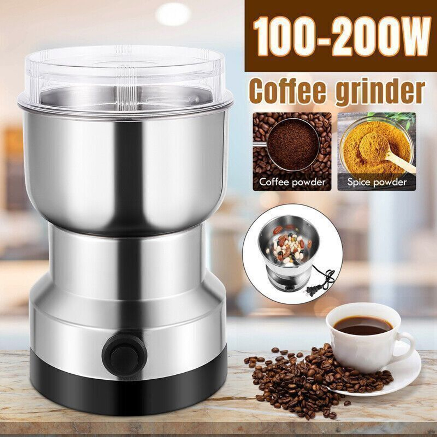Image of Elvara creations Mini Mixer Grinder 550 W Juicer Mixer Grinder (Mixer Grinder Smash Machine Stainless Steel Multifunctional Electric Grinder | 1 Jar | Silver)