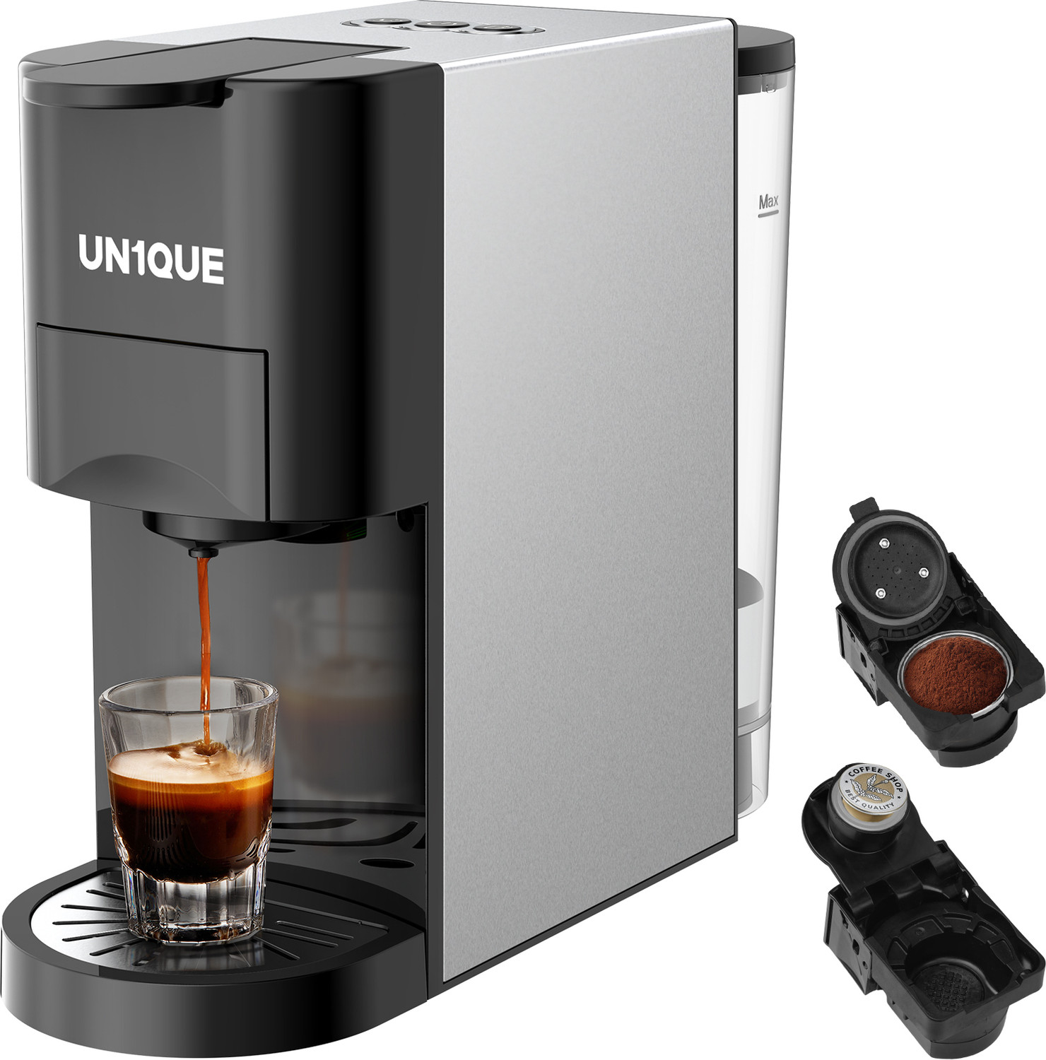 Image of Ubon 3 in 1 Breakfast Maker With Oven Toaster Griller, Coffee Maker, Frying Pan. 4 Cups Coffee Maker (Black)