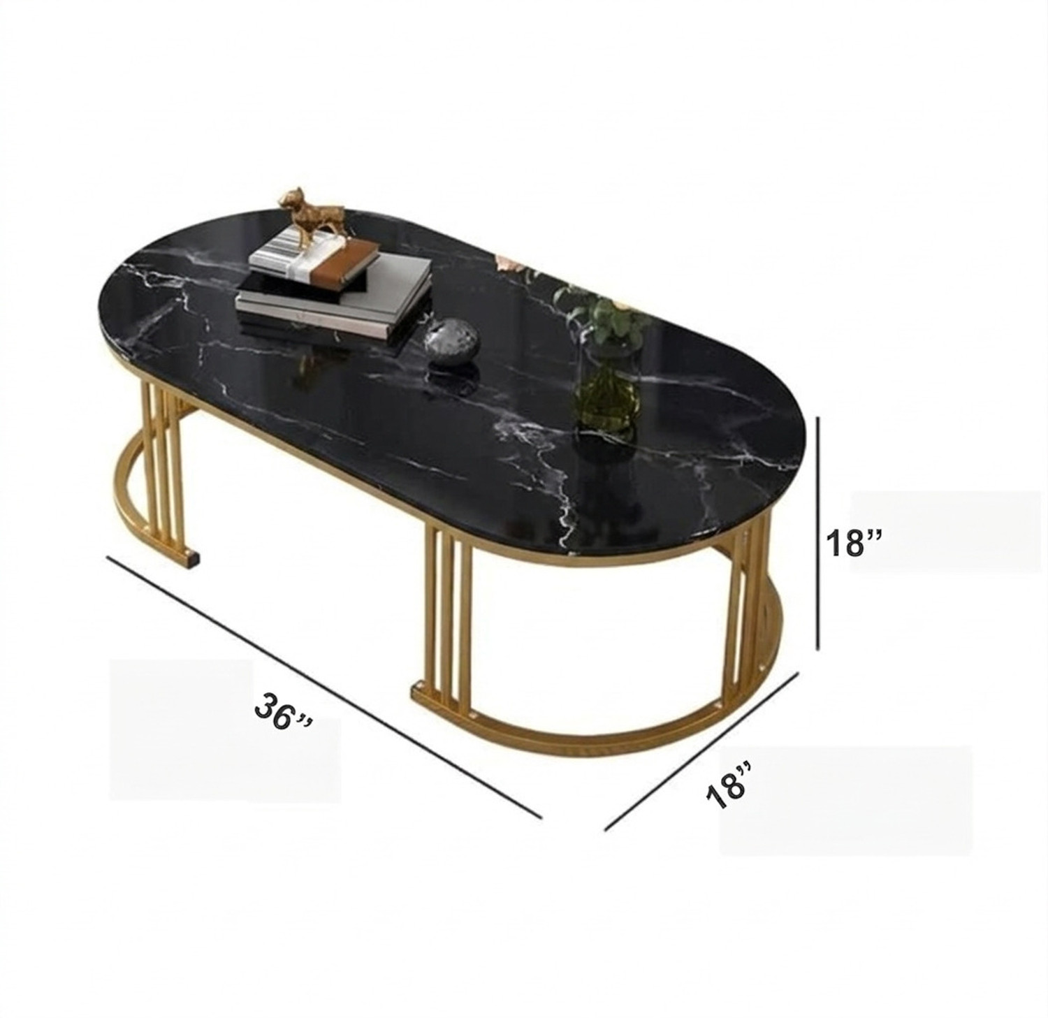 Image of CROWN ART SHOPPEE Luxury Center Table for Living Room, Stylish Tea Table Engineered Wood Coffee Table (Finish Color - Brown Black, Pre-assembled)