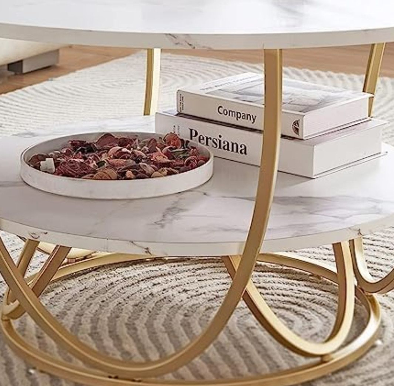 Image of A S Handicrafts Engineered Wood Coffee Table (Finish Color - GOLD, Pre-assembled)