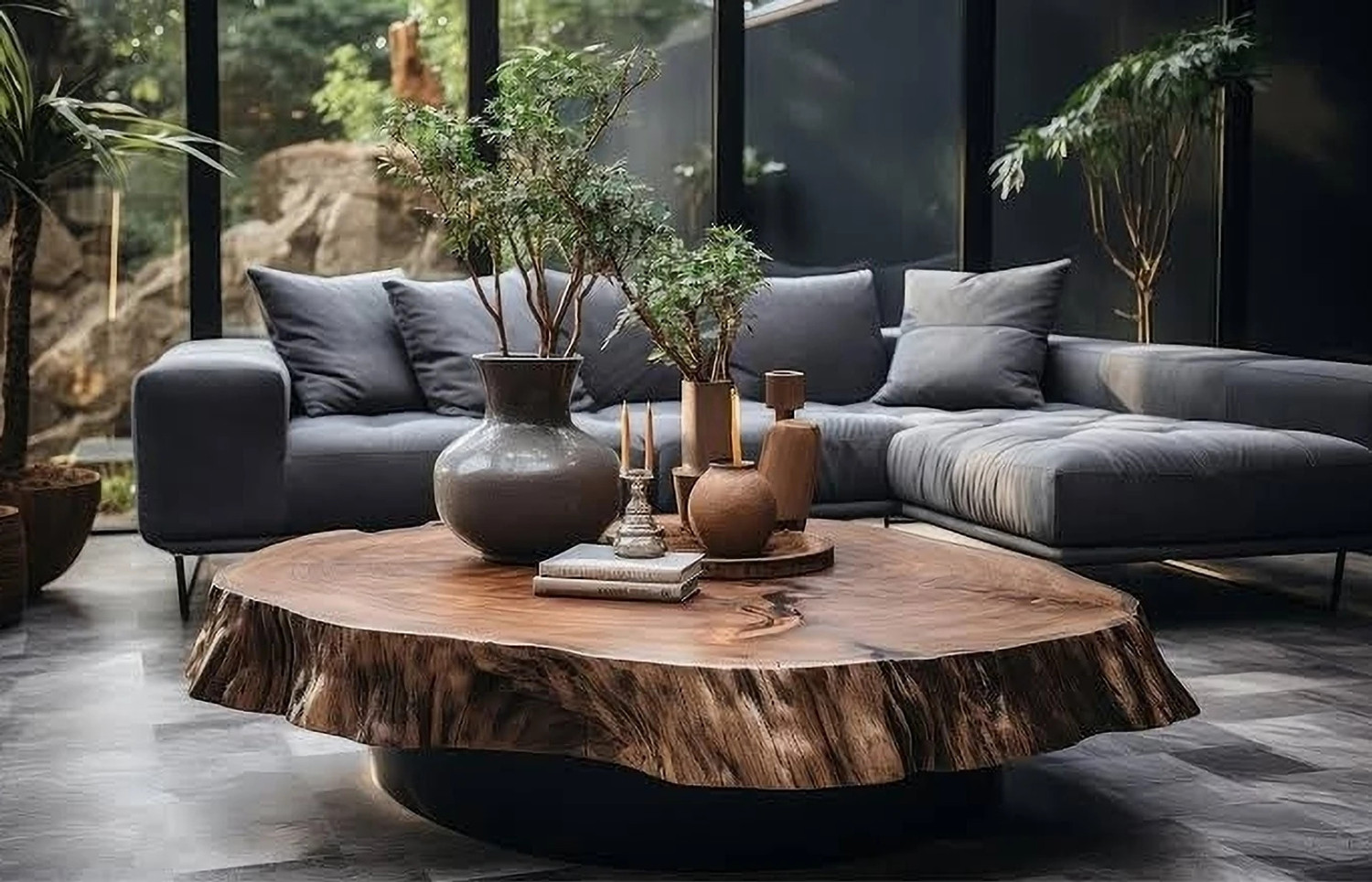 Image of WOODLOOM Alps Premium Round Coffee Table,Solid Mango Wood,Fluted Base Solid Wood Coffee Table (Finish Color - BROWN, Pre-assembled)