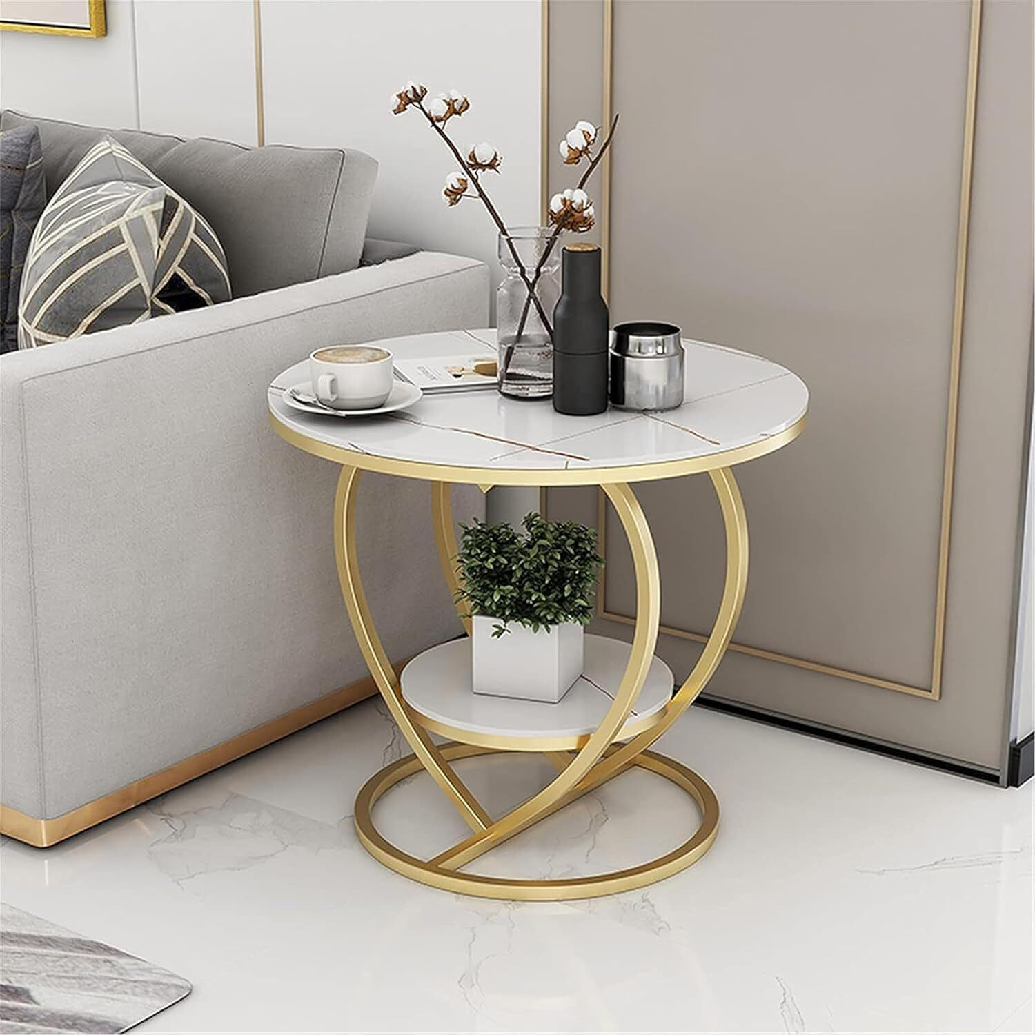 Image of A S Handicrafts Engineered Wood Coffee Table (Finish Color - GOLD, Pre-assembled)