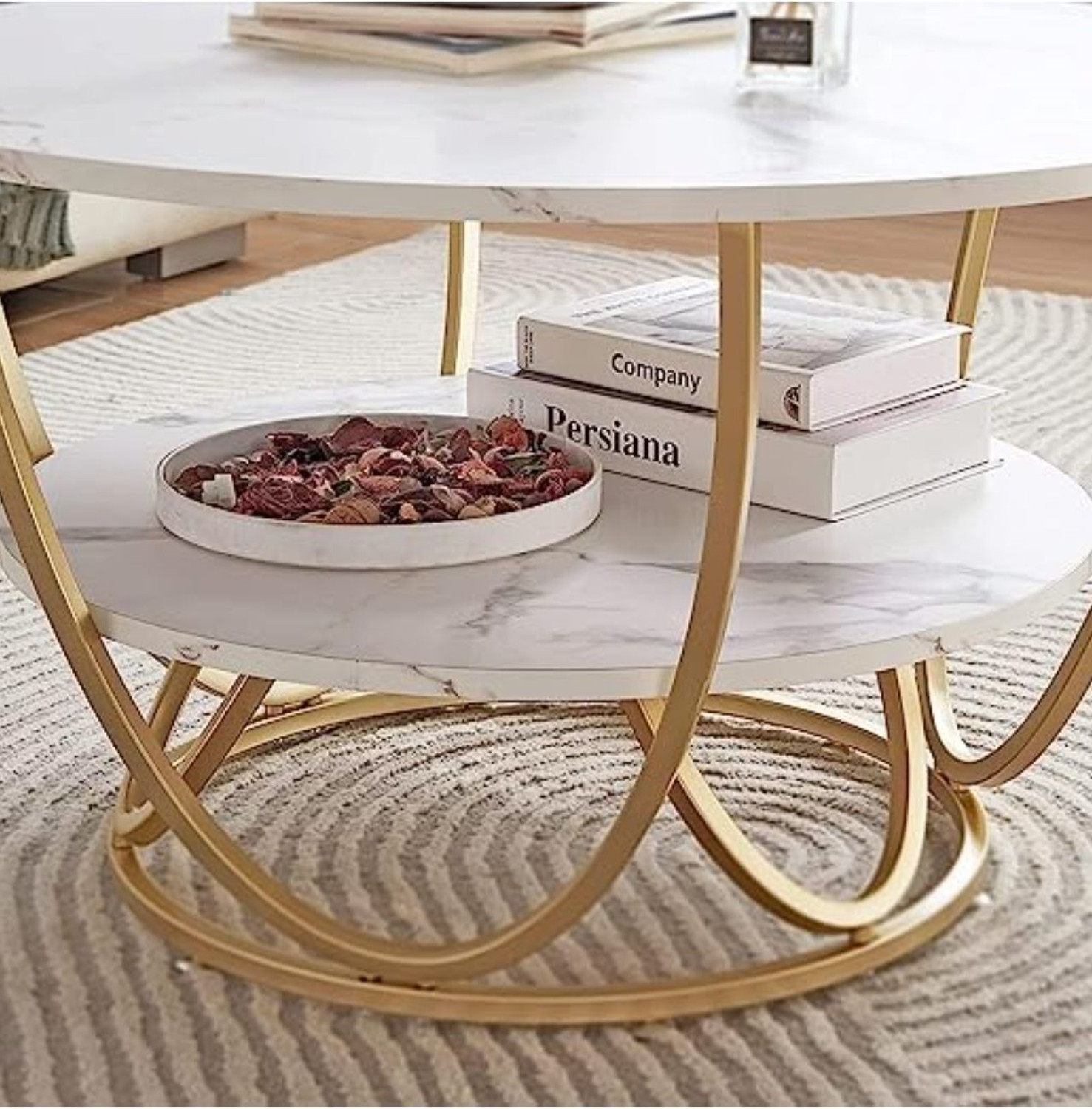 Image of A S Handicrafts Engineered Wood Coffee Table (Finish Color - GOLD, Pre-assembled)
