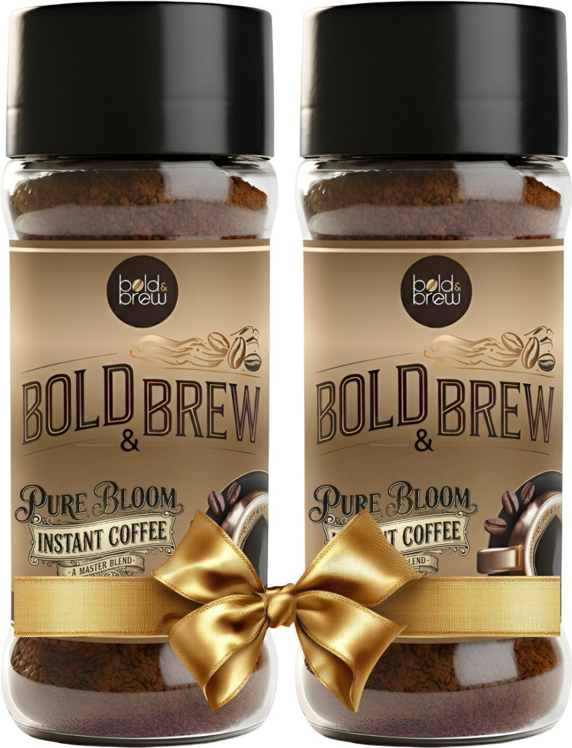 Image of Bold & Brew Pure Instant Coffee Powder | Premium Coffee | Rich Aroma & Strong Taste Instant Coffee (2 x 100 g, Pure Flavoured)
