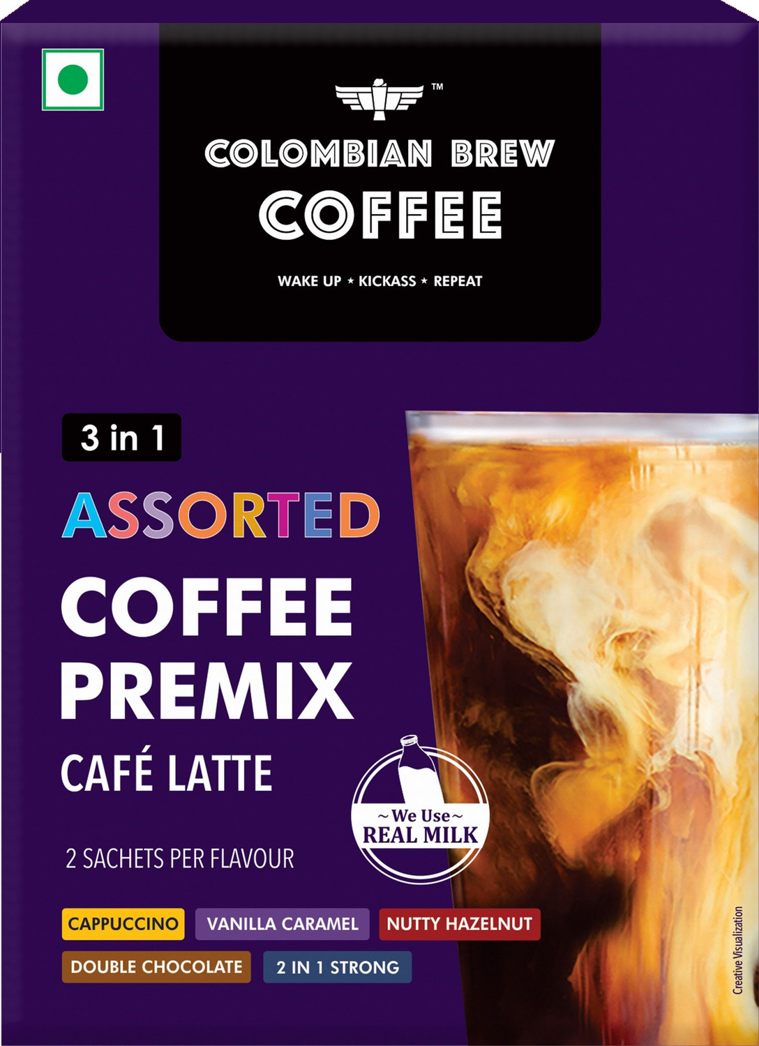 Image of Colombian Brew colombianbrew 3 in 1 Assorted Insta Coffee Premix 3in1, 2Sachetper Instant Coffee (180 g, Hazelnut Flavoured)