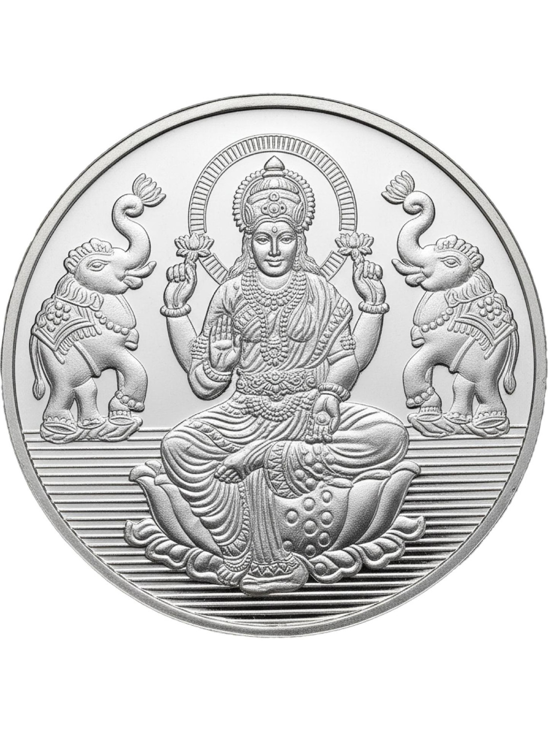 Kalamandir Silver Coin Lakshmiji 500-gm | Round Traditional Puja Collectible S 999 500 g Silver Coin