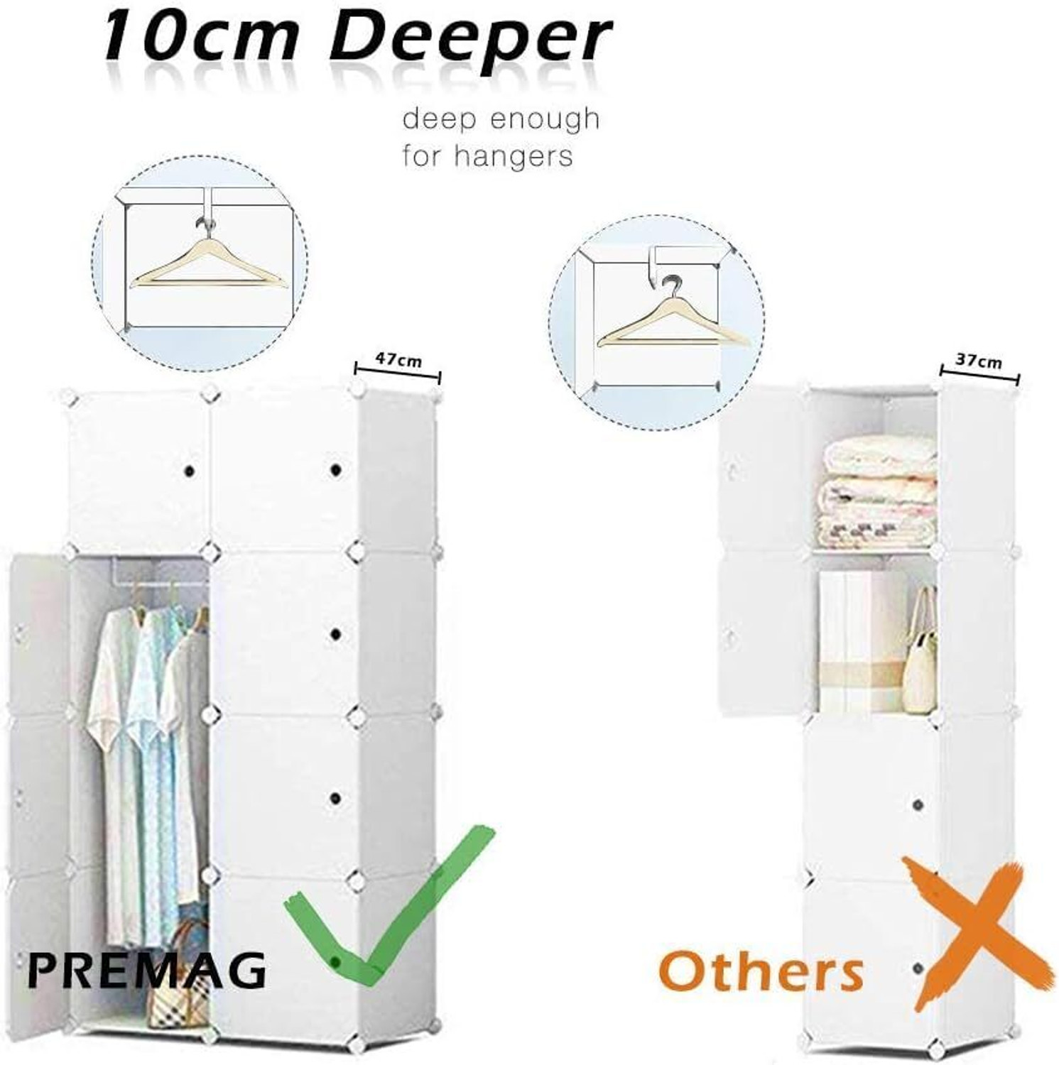 Image of Hemovia 8-Door 8-Shelf Plastic kids Collapsible Cupboard PC Collapsible Wardrobe PC Collapsible Wardrobe (Finish Color - White-J4, DIY(Do-It-Yourself))