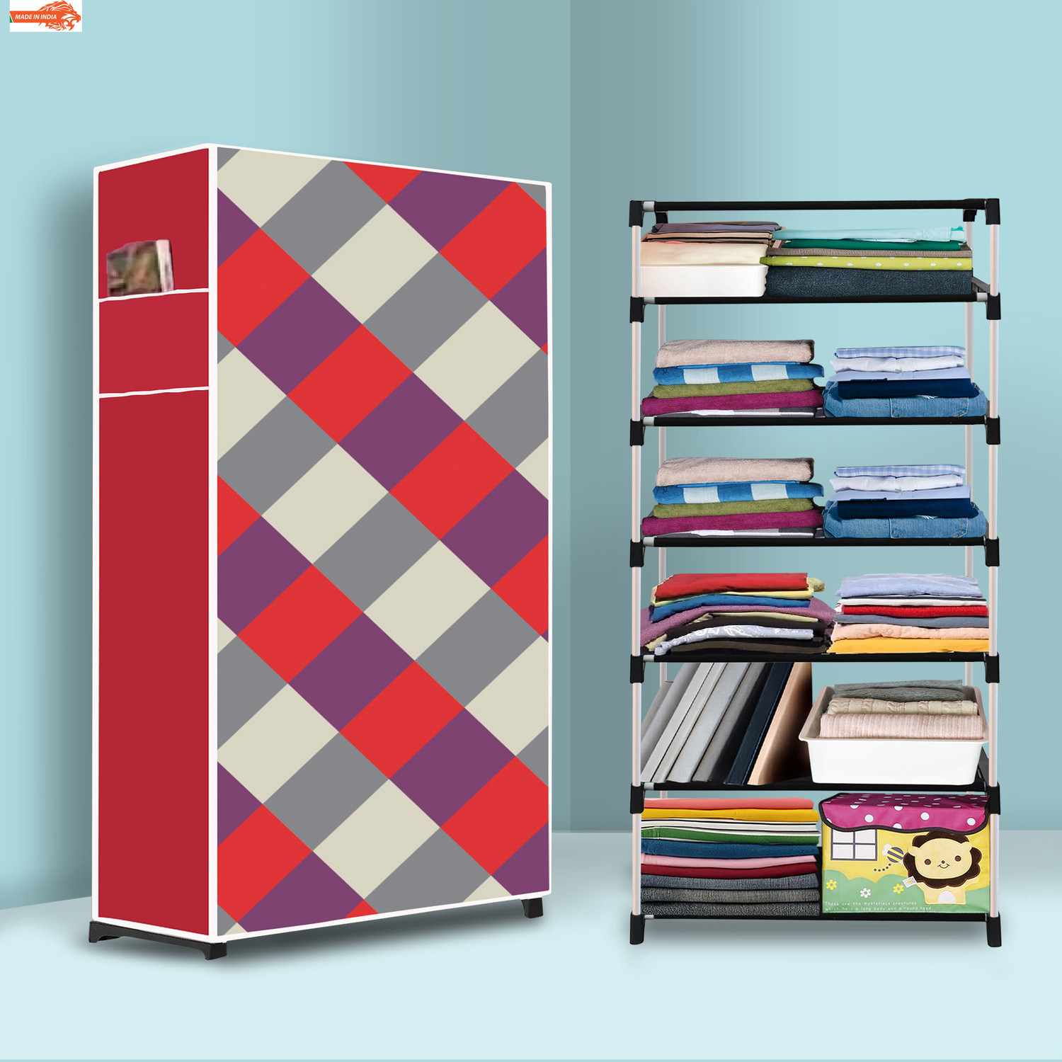 MEZIRE 6 Shelf Foldable Wardrobe - Image 6