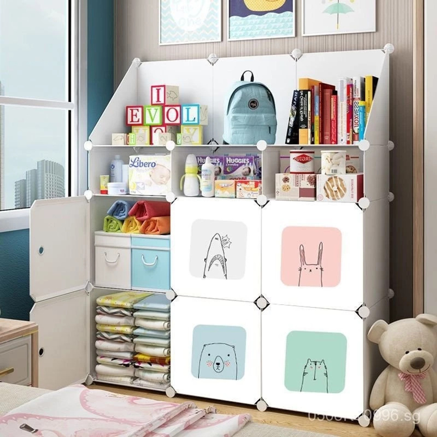 Image of Hemovia PC Collapsible Wardrobe (Finish Color - White-Cat-12, DIY(Do-It-Yourself))
