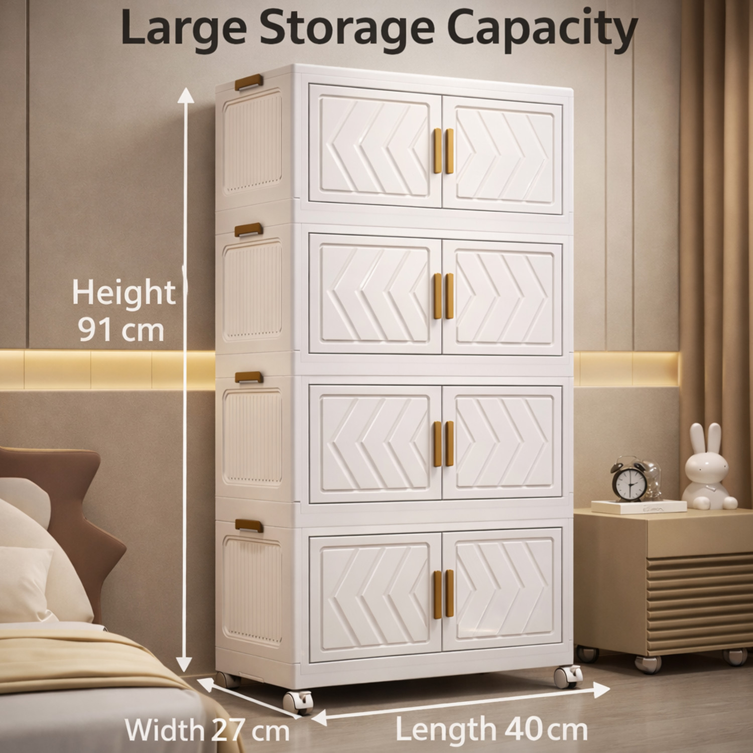 Image of Sasimo 8-Door 4-Shelf Plastic foldable Cupboard PC Collapsible Wardrobe (Finish Color - 4-White, DIY(Do-It-Yourself))