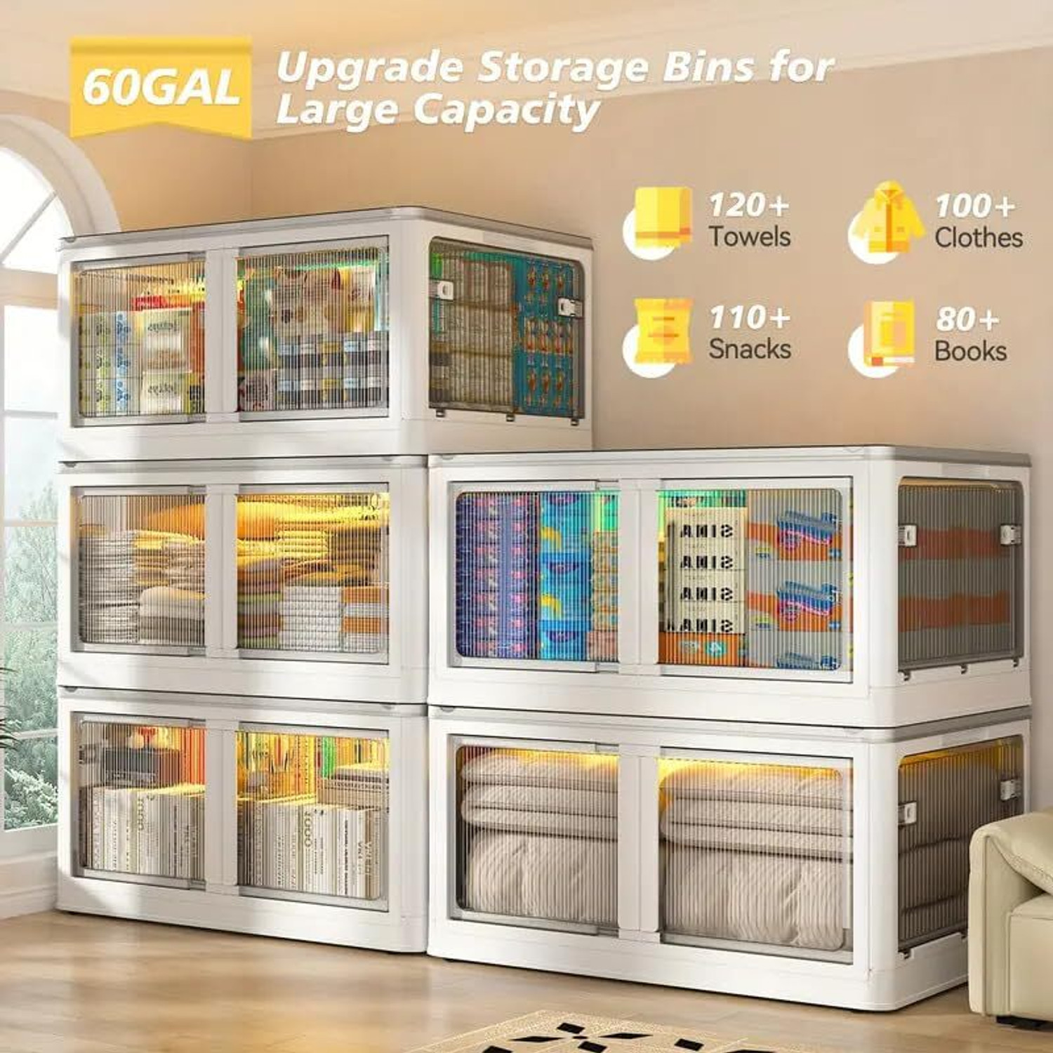 Image of Evrum 6-Shelf Plastic Collapsible Cupboard PC Collapsible Wardrobe (Finish Color - WHITE-BIN6, DIY(Do-It-Yourself))