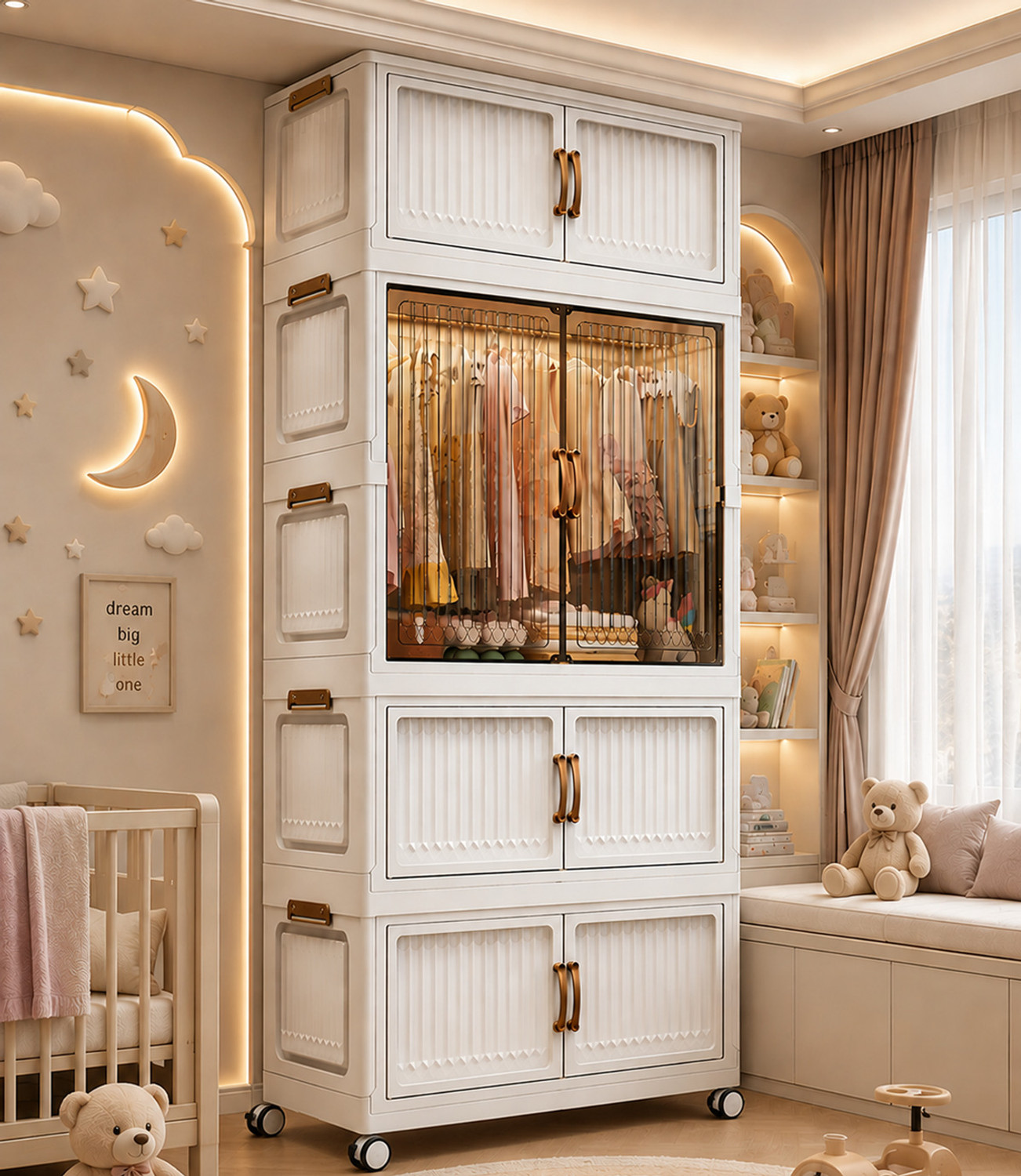 Sasimo 4-Door 4-Shelf Plastic Wardrobe - Image 1