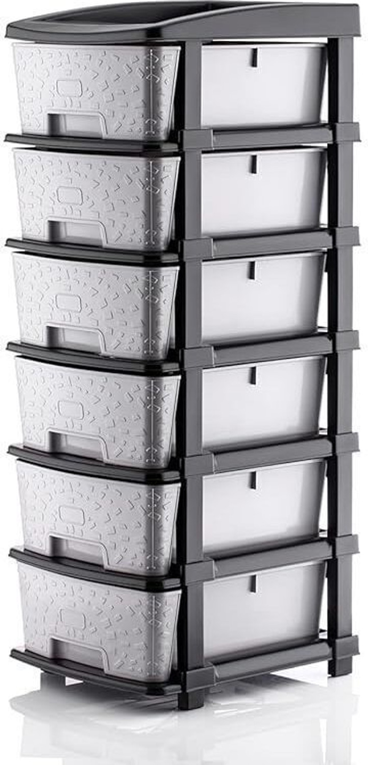 Image of Evrum 6-Shelf Plastic Collapsible Cupboard PC Collapsible Wardrobe (Finish Color - WHITE-BIN6, DIY(Do-It-Yourself))