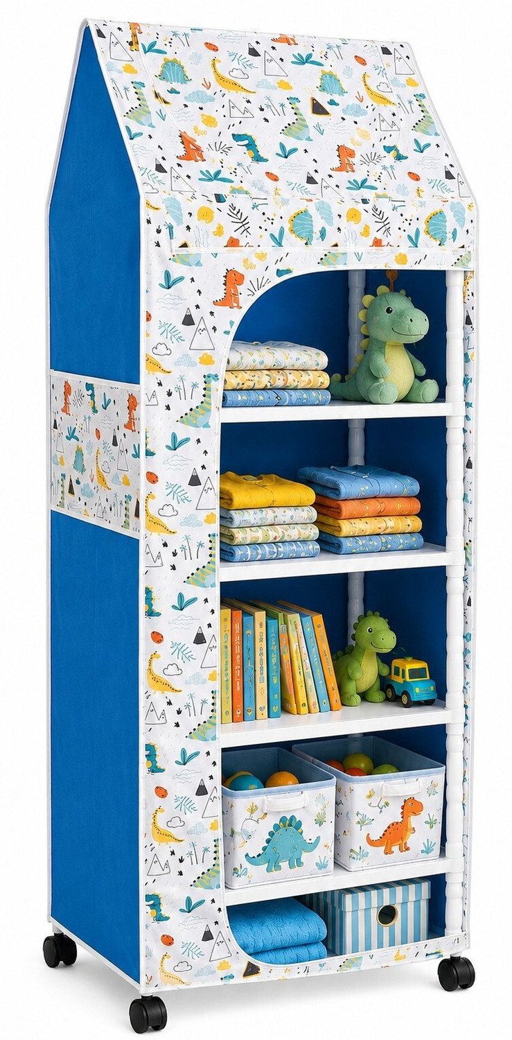 Image of FurniGully 5 Layer Multiuse Wardrobe Storage Rack for Home |Durable & Portable Metal Pipe Carbon Steel Collapsible Wardrobe (Finish Color - 5L, MATTE, Knock Down)