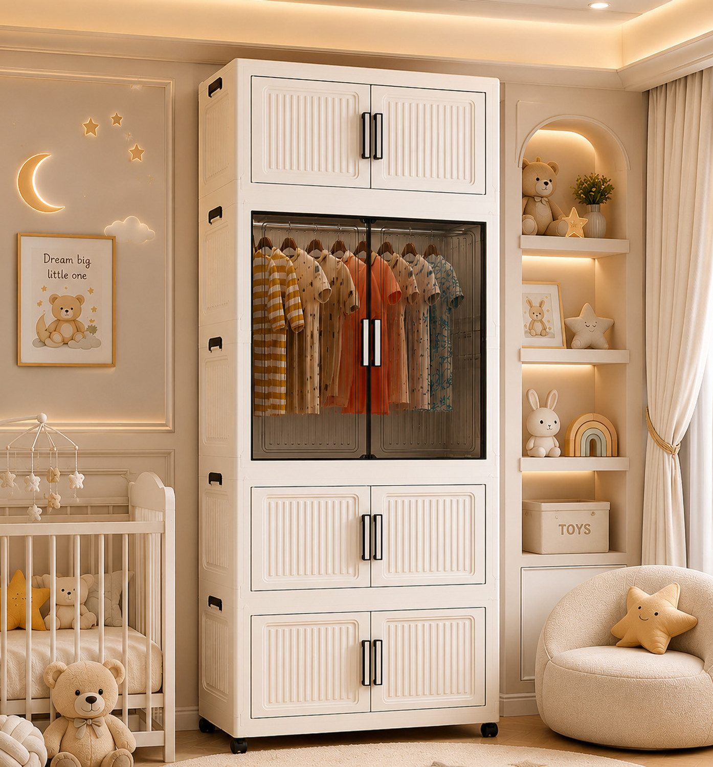 Sasimo 4-Door 4-Shelf Plastic Wardrobe - Image 1