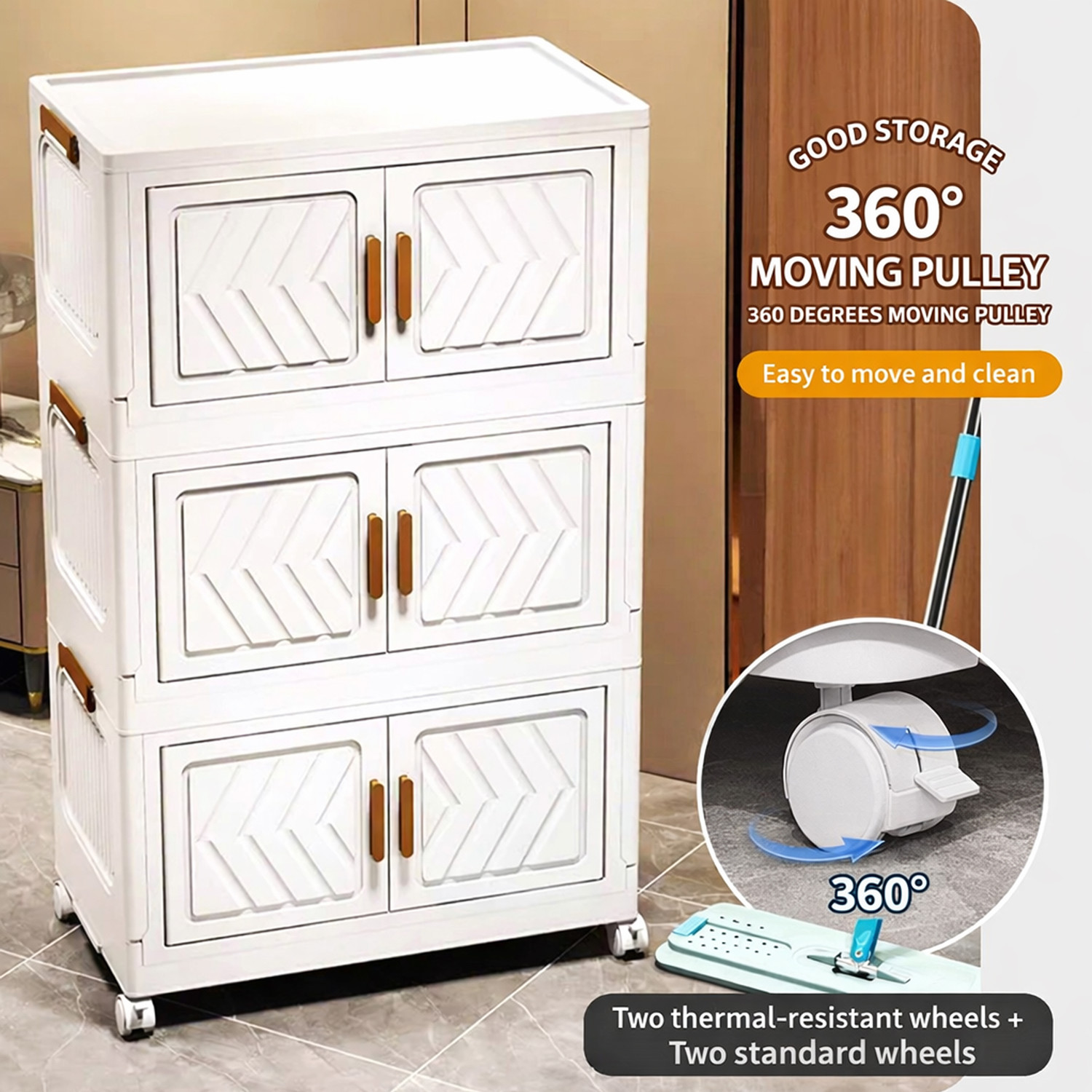 Image of BAZKU 1 x 4 Door Storage Cabinet PP Collapsible Wardrobe (Finish Color - white 4 bins, DIY(Do-It-Yourself))