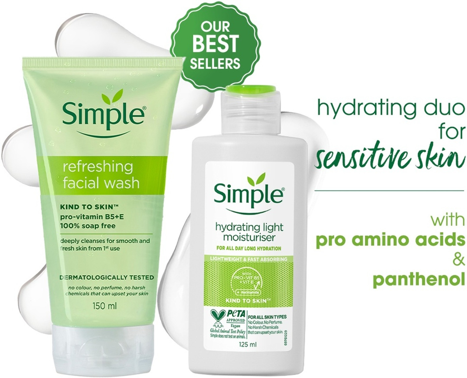 Simple Hydrating Duo Combo: Facial Wash & Moisturiser - Image 1