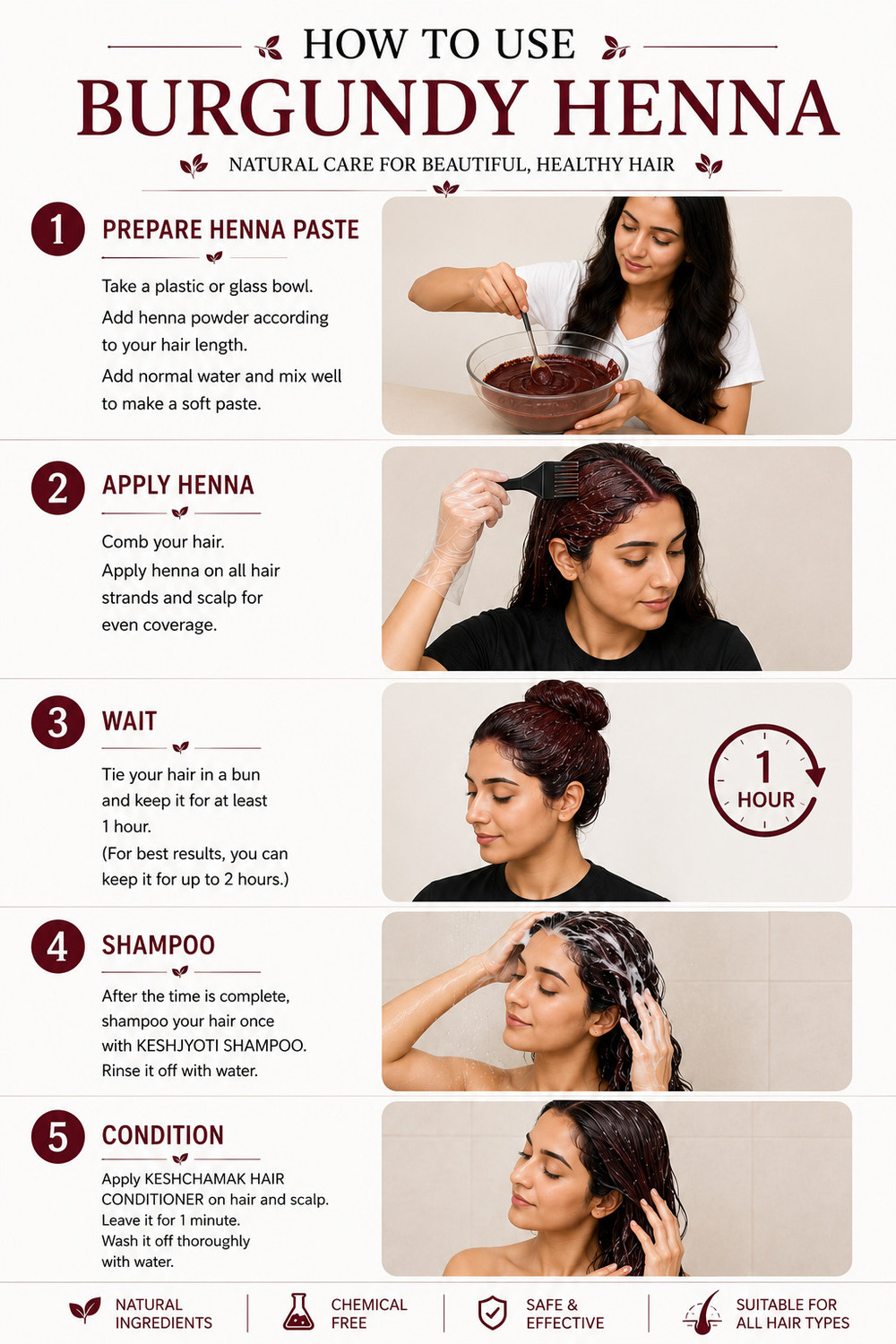 Image of Akansha Natural Burgundy Henna Powder With Amla and Bhringraj (Pack of 5, 20g each) , Burgundy