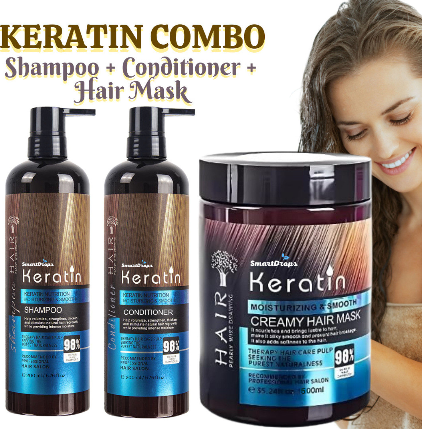 smartdrops Hair Nourishment Combo Keratin Shampoo and Mask for Ro...more