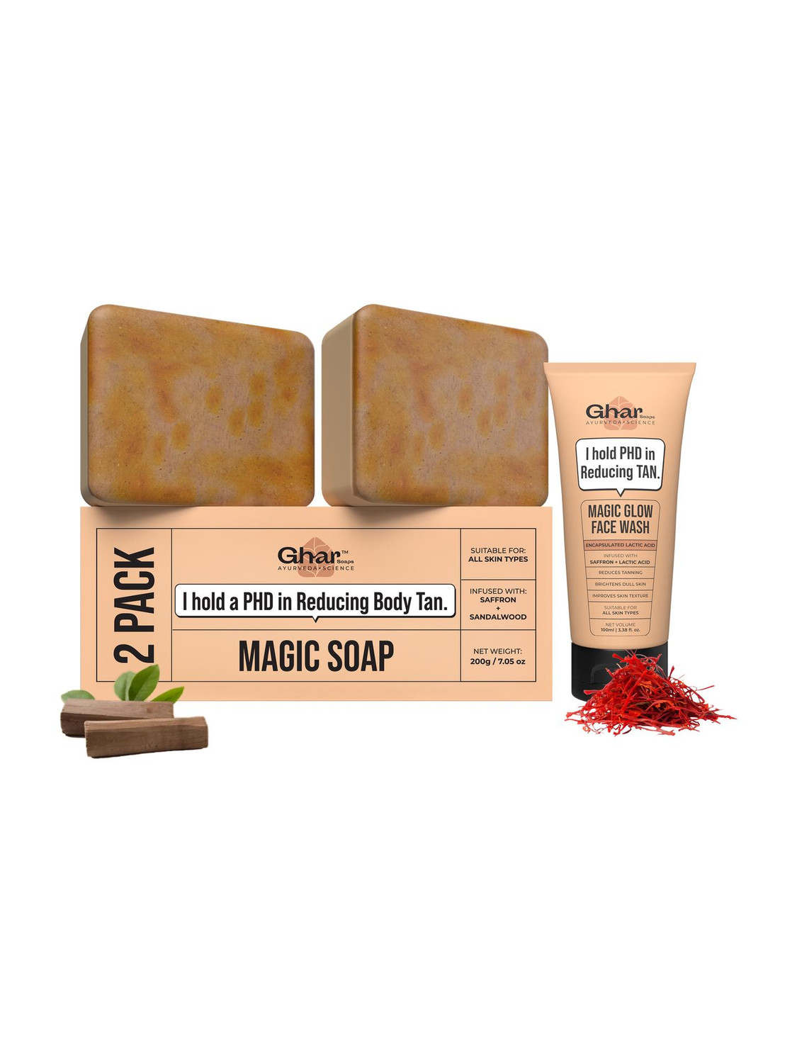 घर सोप्स De-Tan Magic Combo - Magic Soap Pack of 2 & Magic Facewash - Image 6
