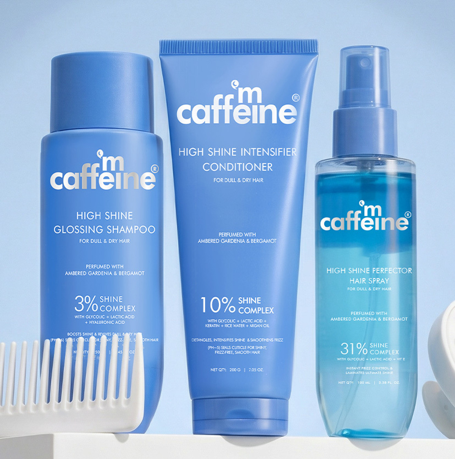 mCaffeine Complete Glossy Hair Routine 3-Step Shine - Image 1