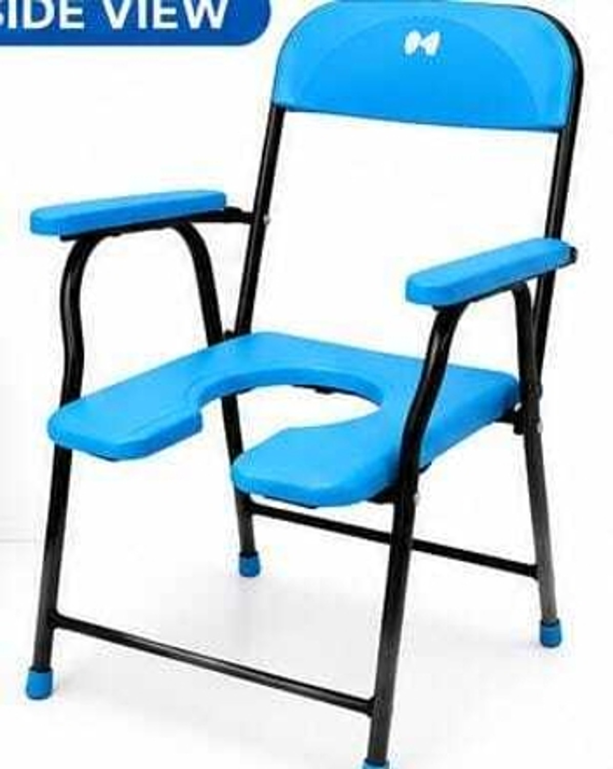 Image of BEDICIA Foldable Stainless Steel Shower Commode Chair with Pot Pregnant Women Commode Chair (Orange)
